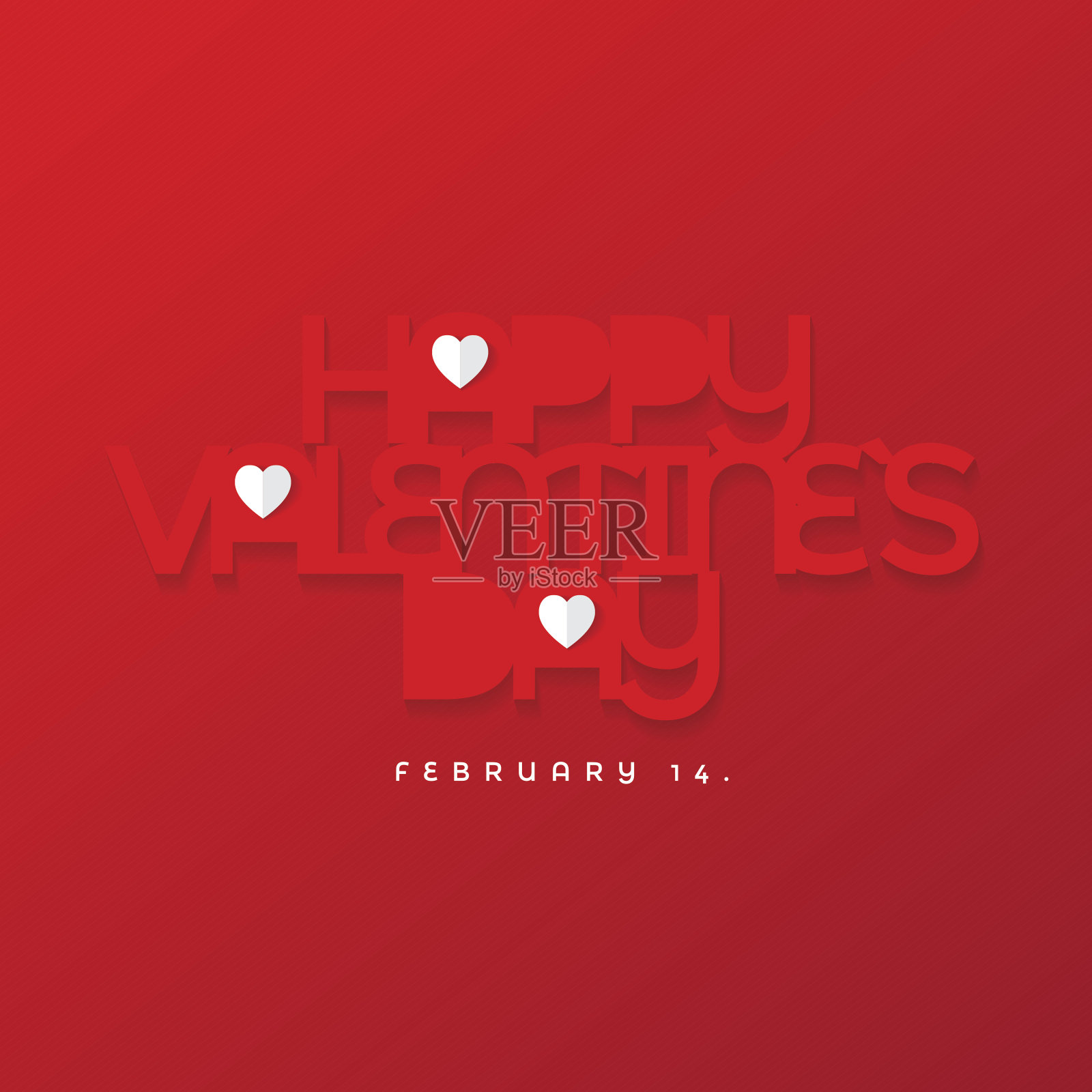 情人节字体排版设计- 2月14日插画图片素材