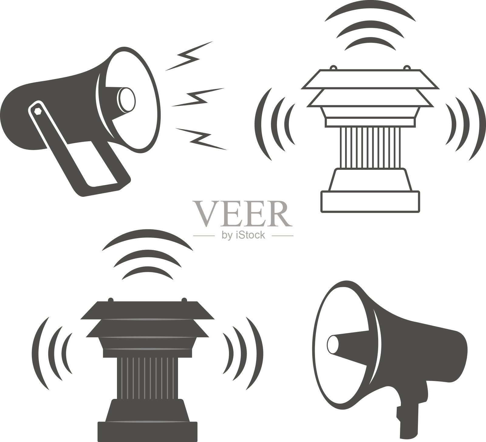 两个工业报警或公告扬声器插画图片素材