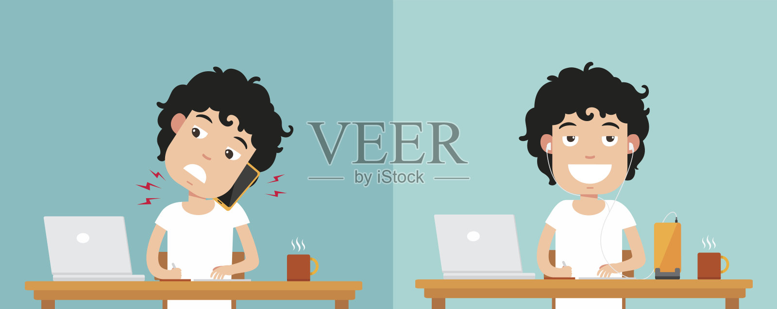 用智能手机说话的最佳和最差姿势插画图片素材