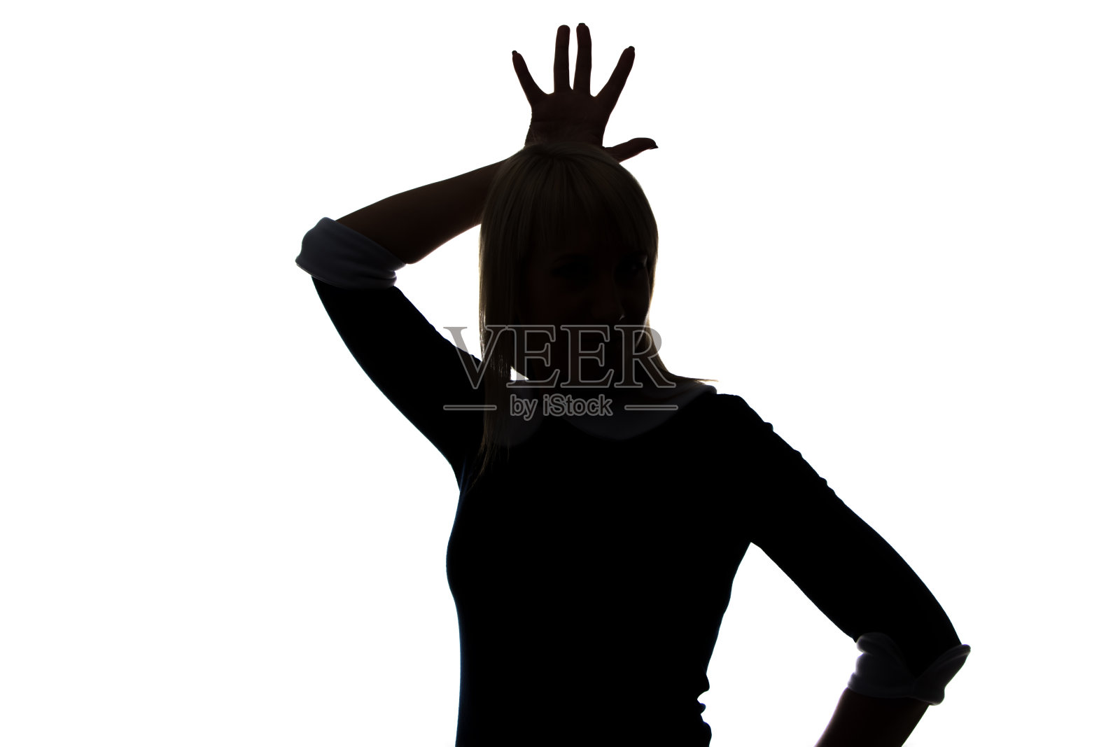 掌在头上的女人的剪影照片摄影图片