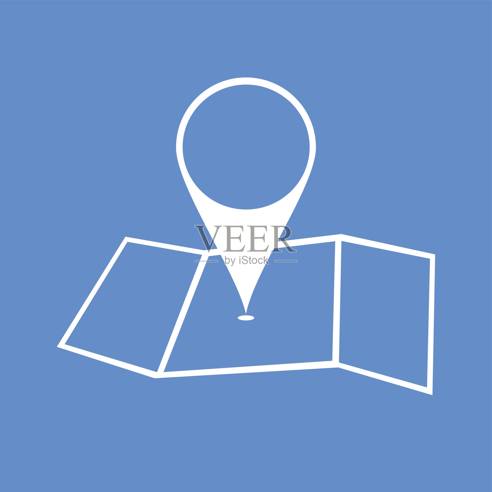 地图与指针图标，矢量插图。平面设计风格插画图片素材