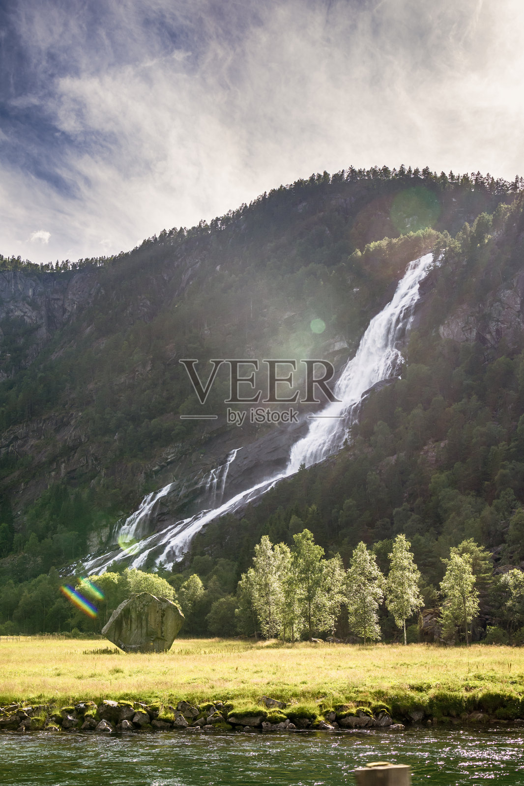 瀑布在挪威照片摄影图片