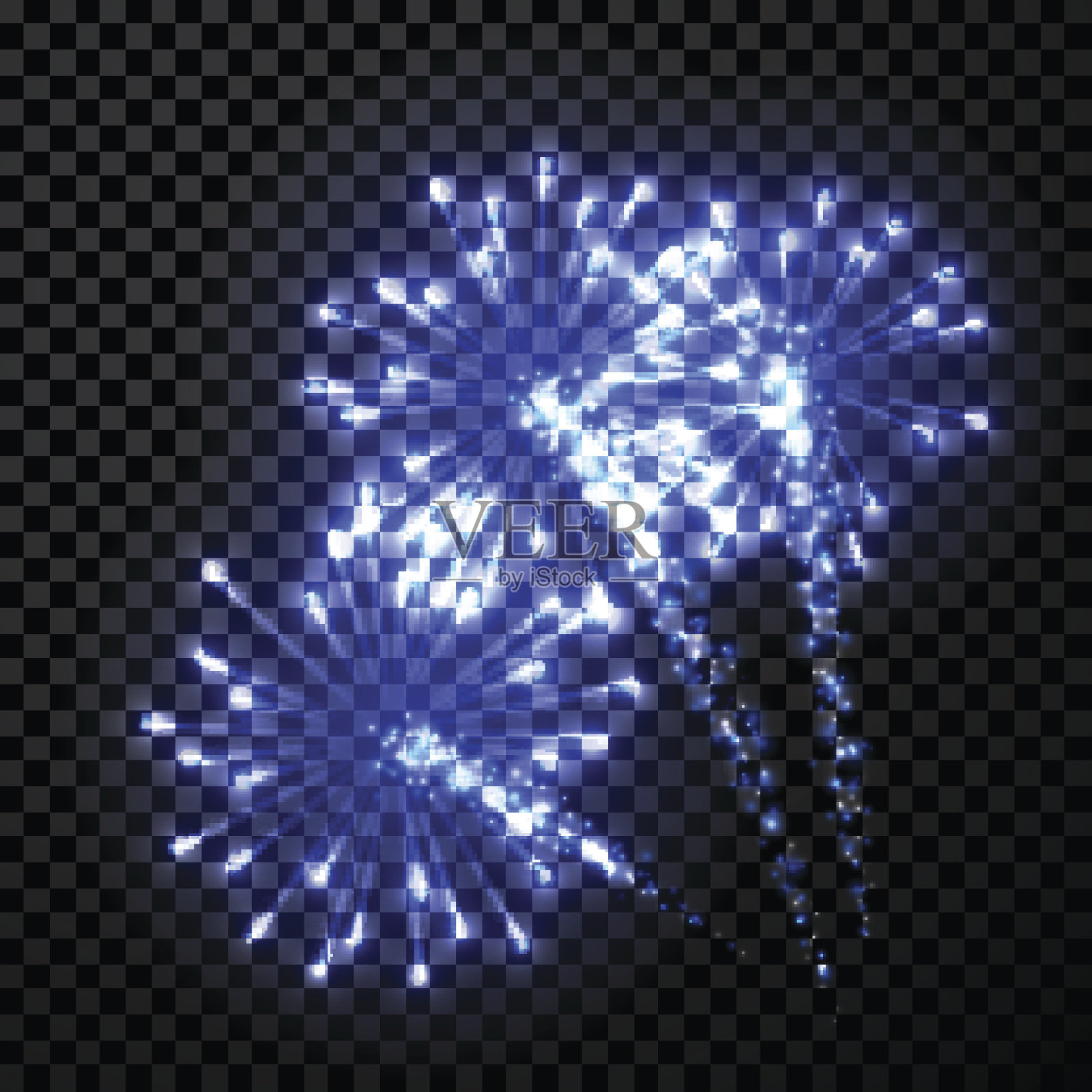 喜庆的蓝色烟花背景。插画图片素材