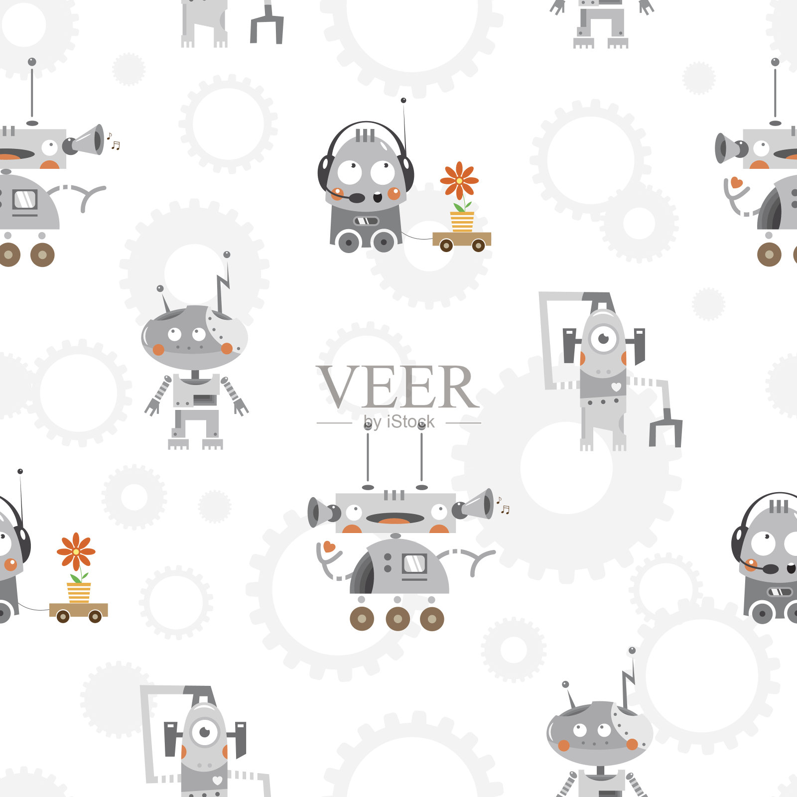 模式与机器人。插画图片素材
