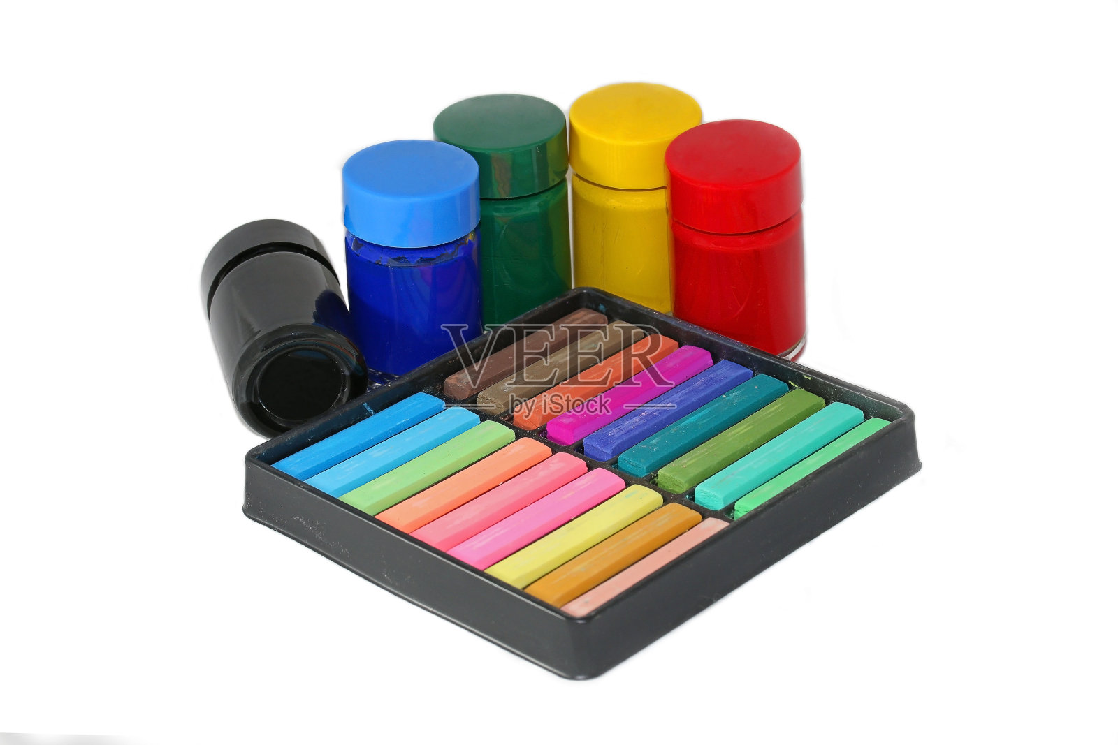 蜡笔粉笔和水彩照片摄影图片