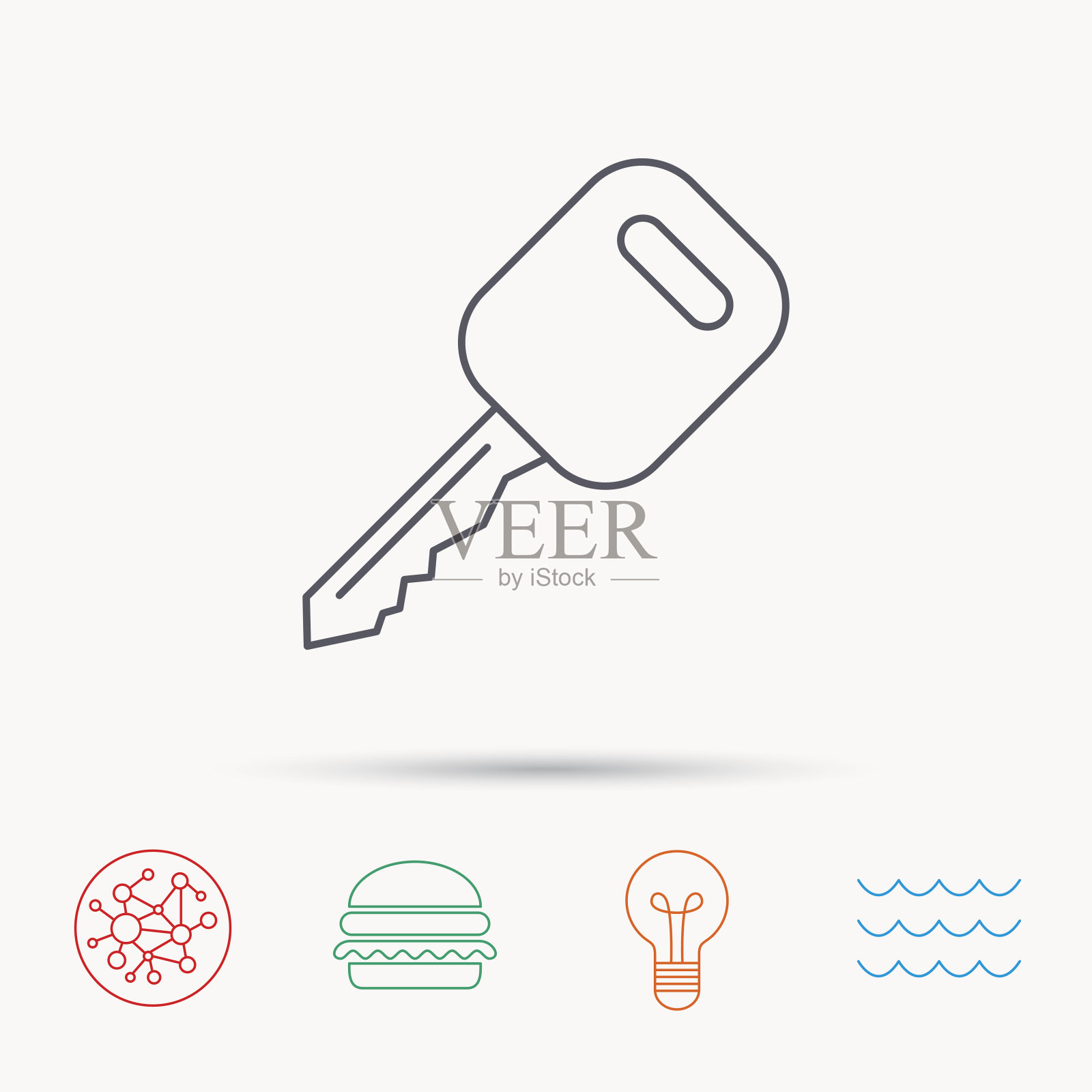 车钥匙图标。交通工具锁标志。插画图片素材