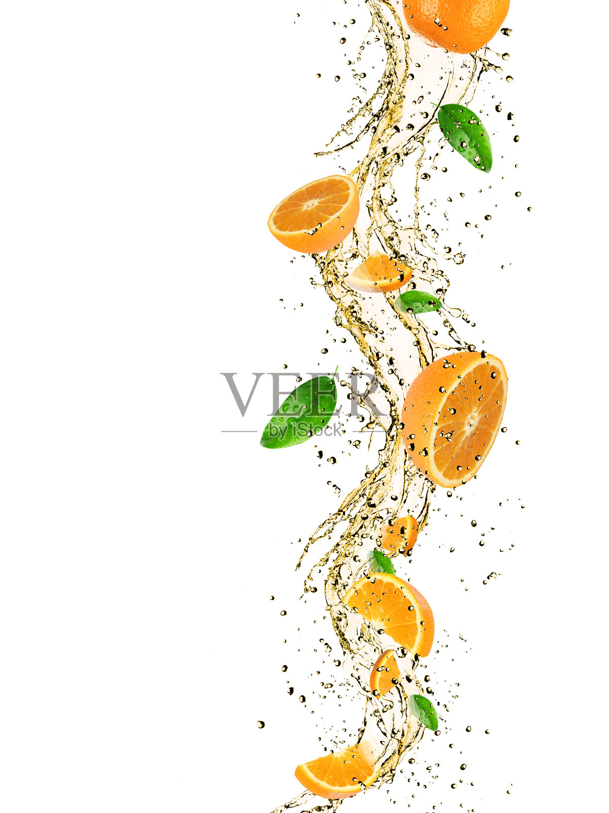 带水花的橙子插画图片素材