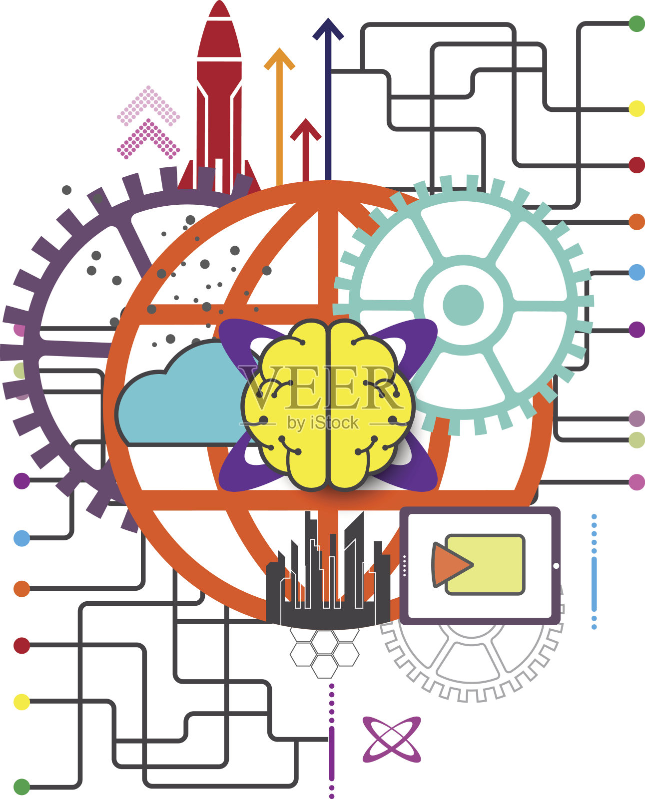 全球网络技术概念插画图片素材