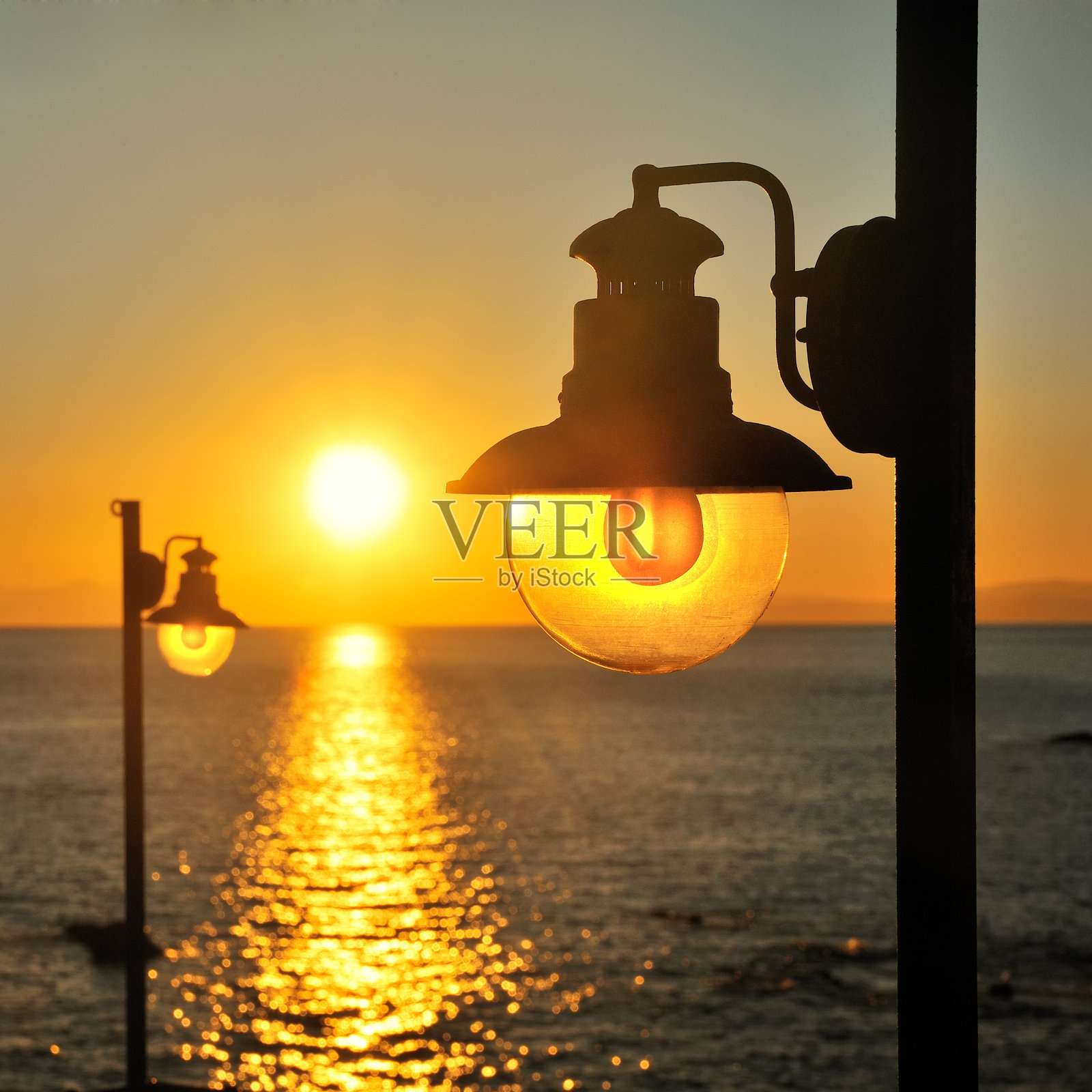 街海灯照片摄影图片