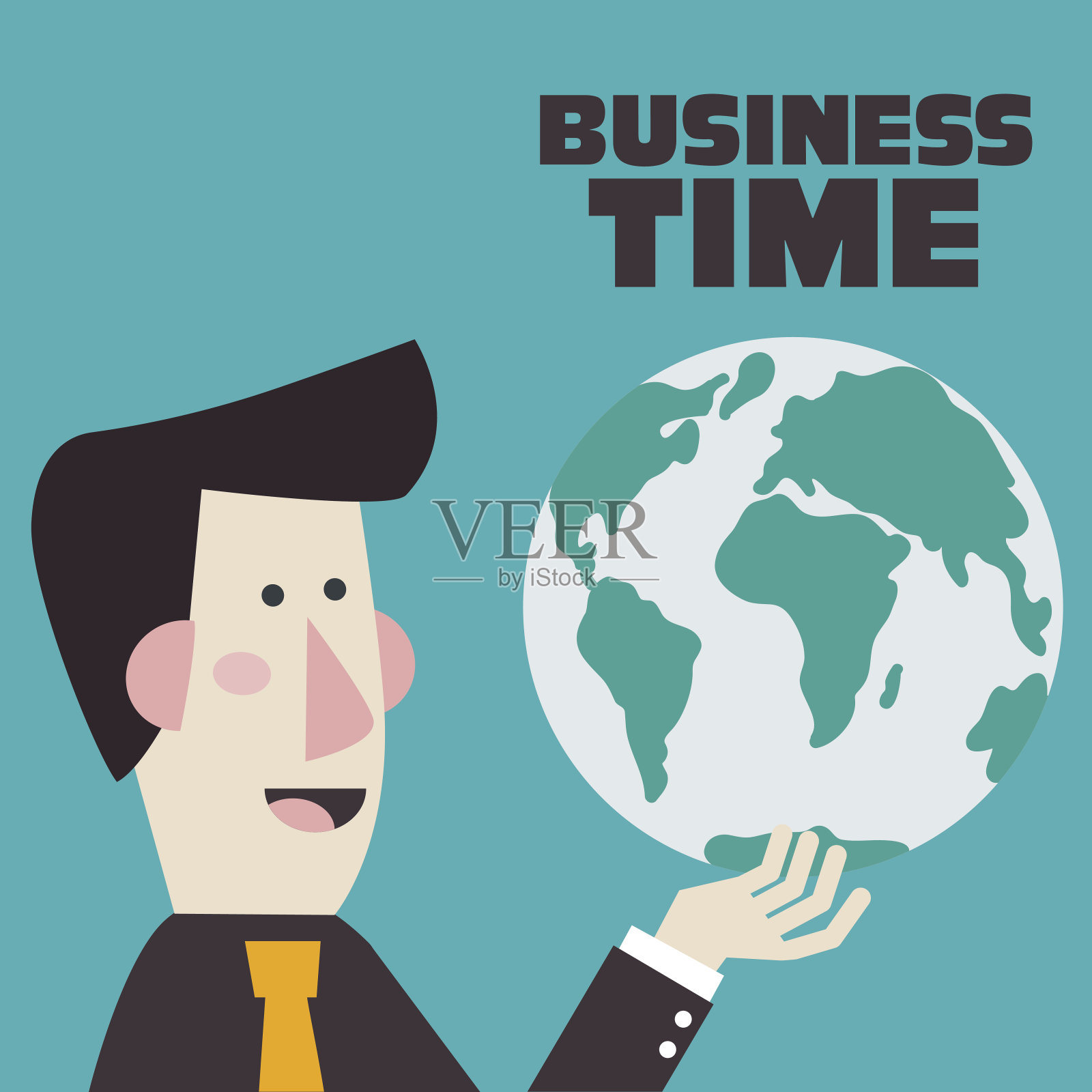 成功的商人掌控世界。业务时间概念插画图片素材