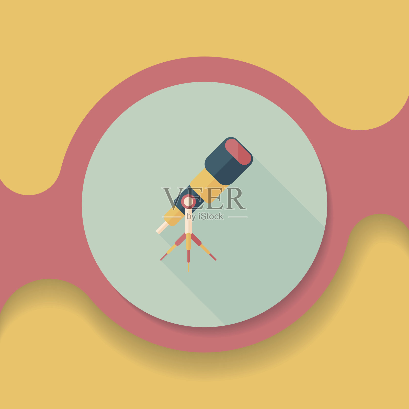 望远镜平面图标与长阴影，eps10设计元素图片