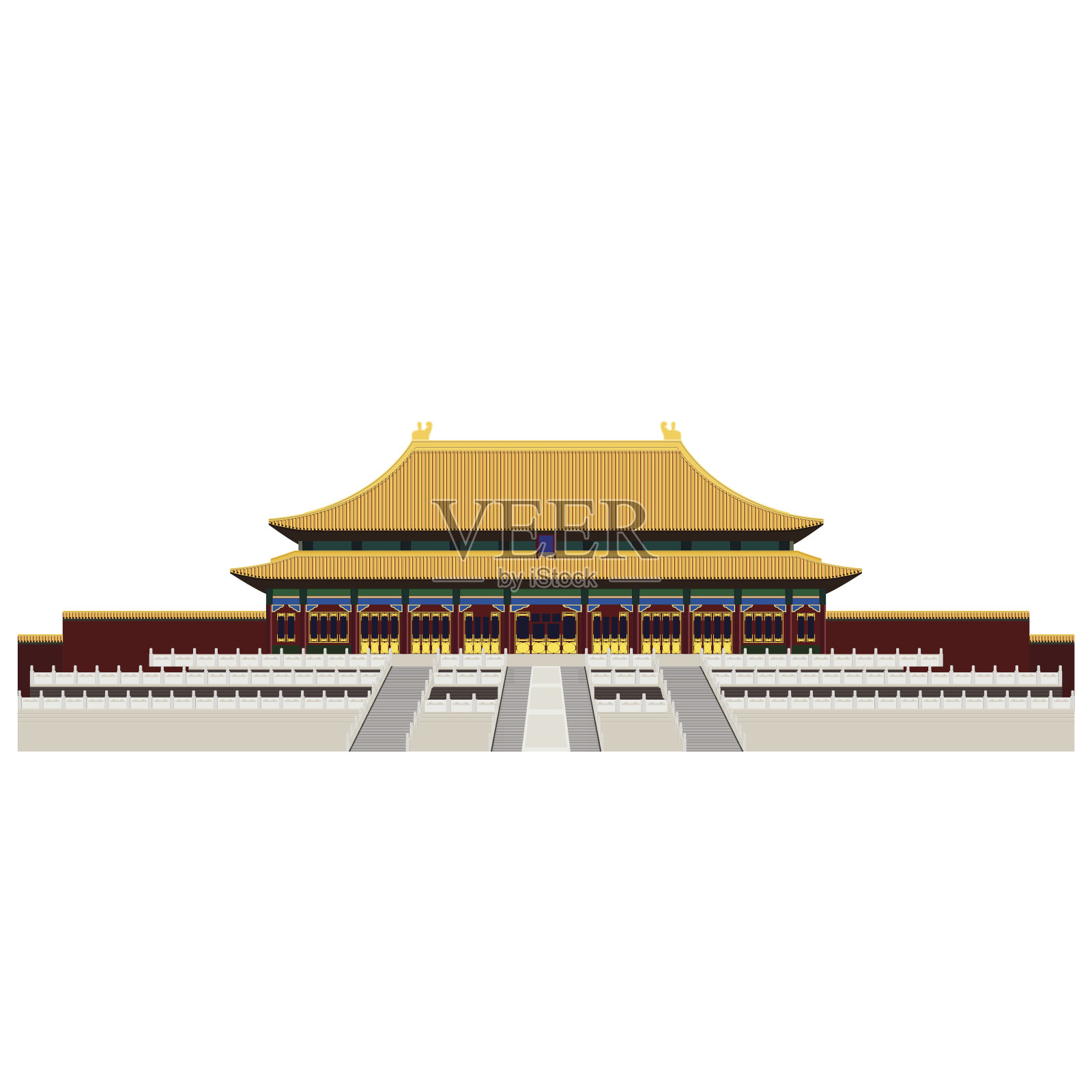 紫禁城。太平之门。广场。北京。时尚的插画图片素材