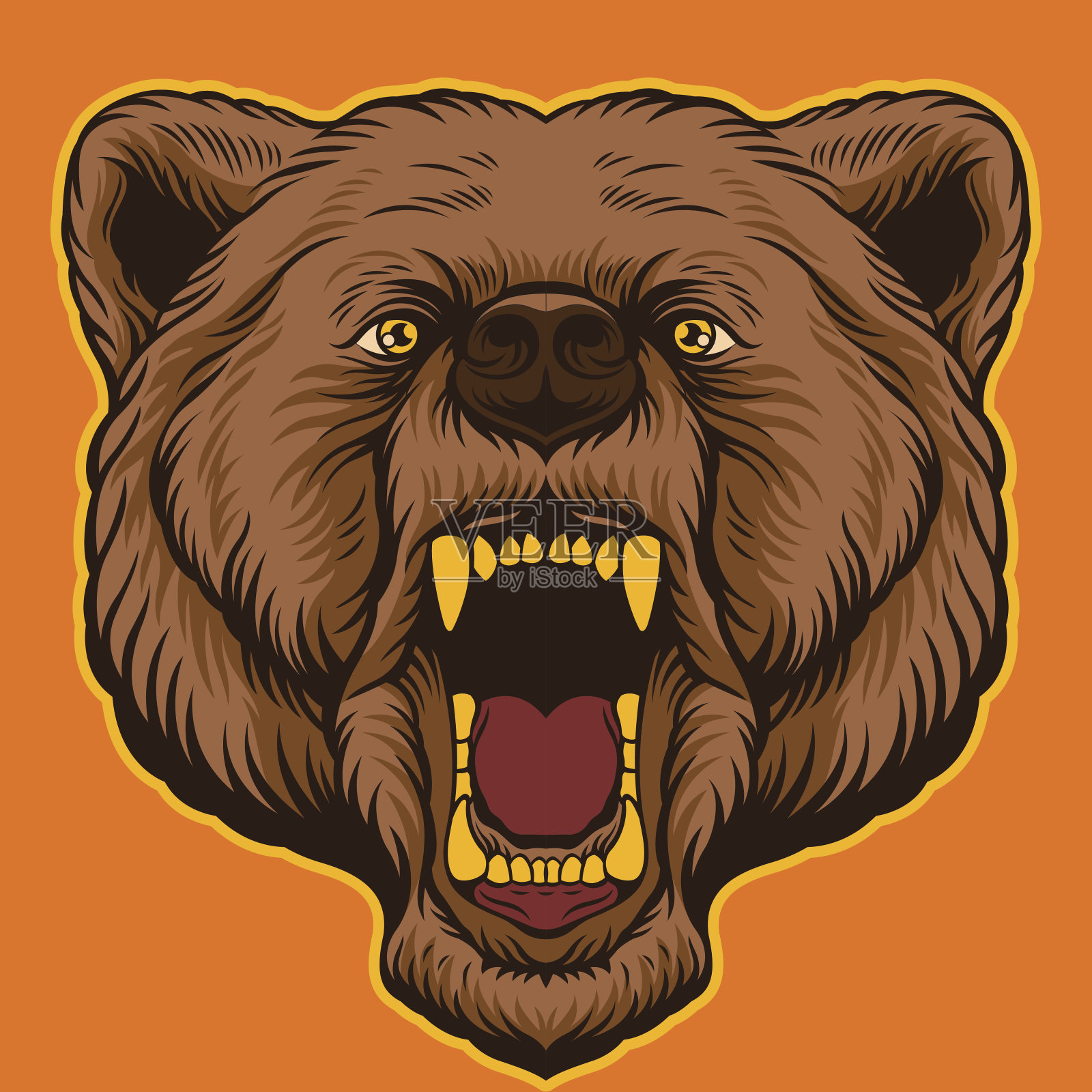 棕熊的头。向量的卡通插图插画图片素材