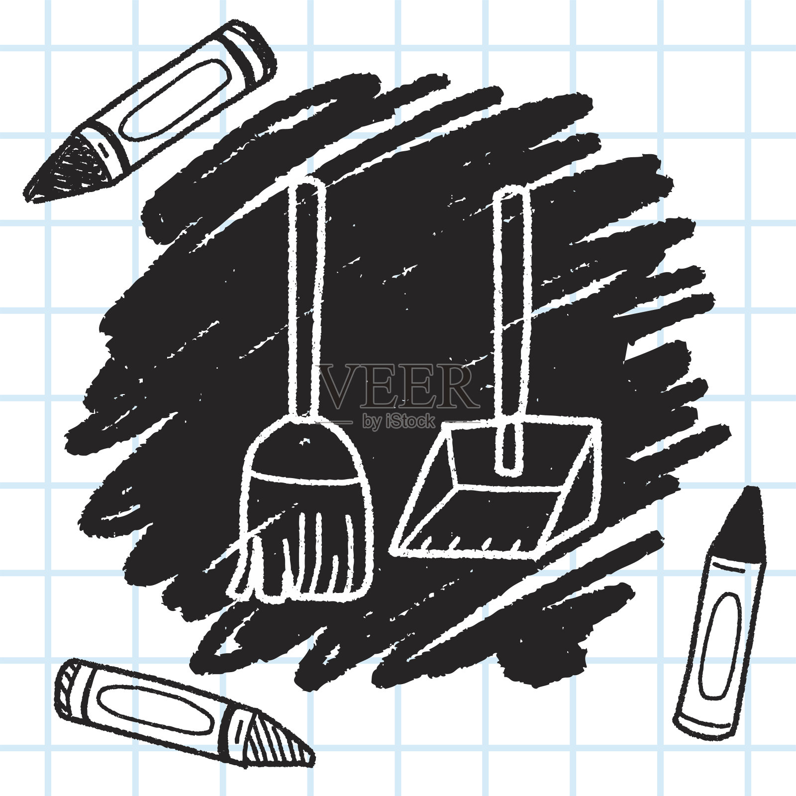 扫帚涂鸦设计元素图片