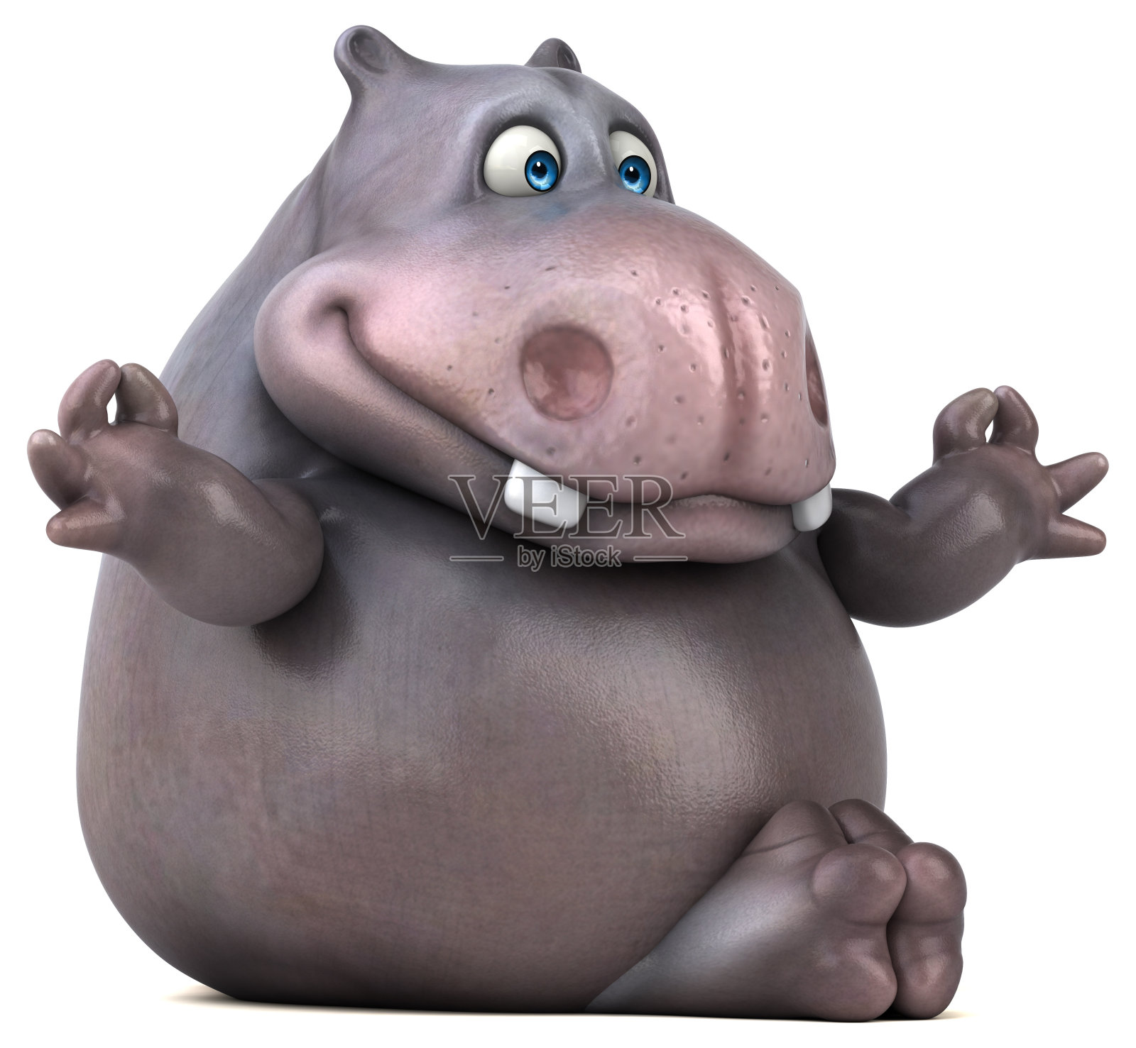 有趣的河马- 3D插图照片摄影图片