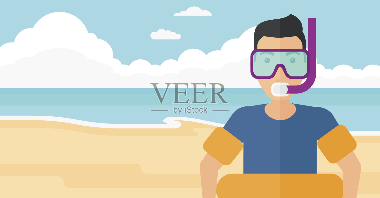 带游泳器材的人插画图片素材