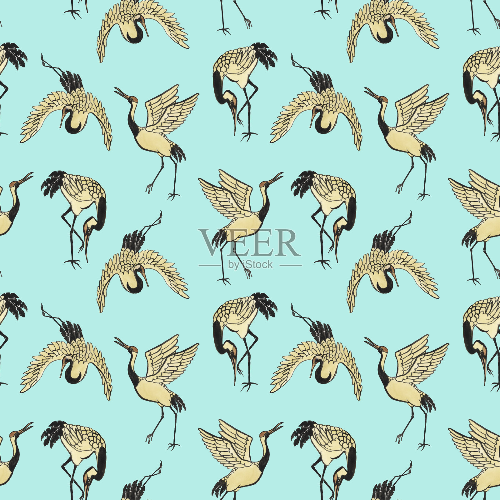 吊车无缝图案插画图片素材