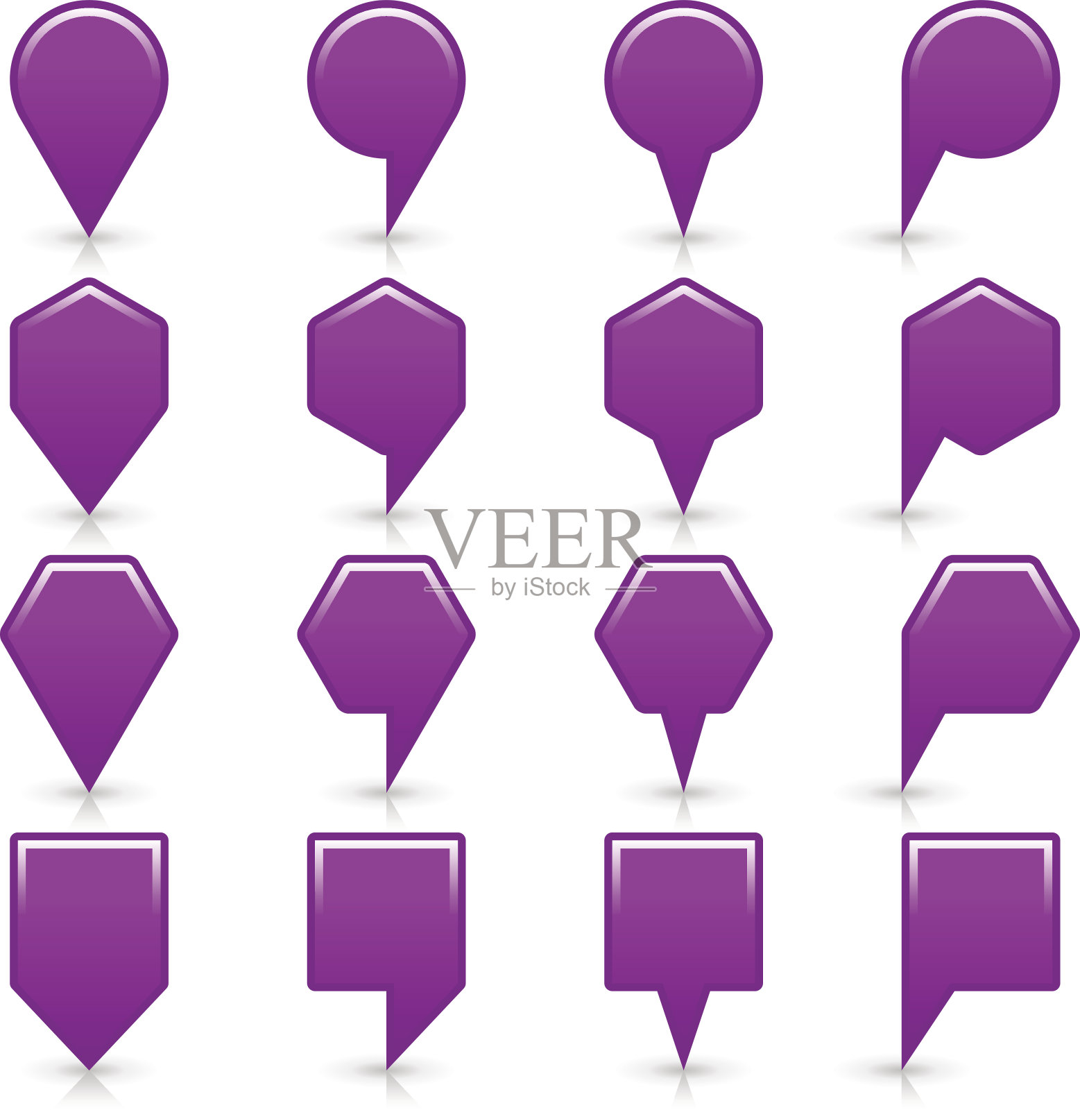 平坦的紫色地图引脚标志位置图标图标素材