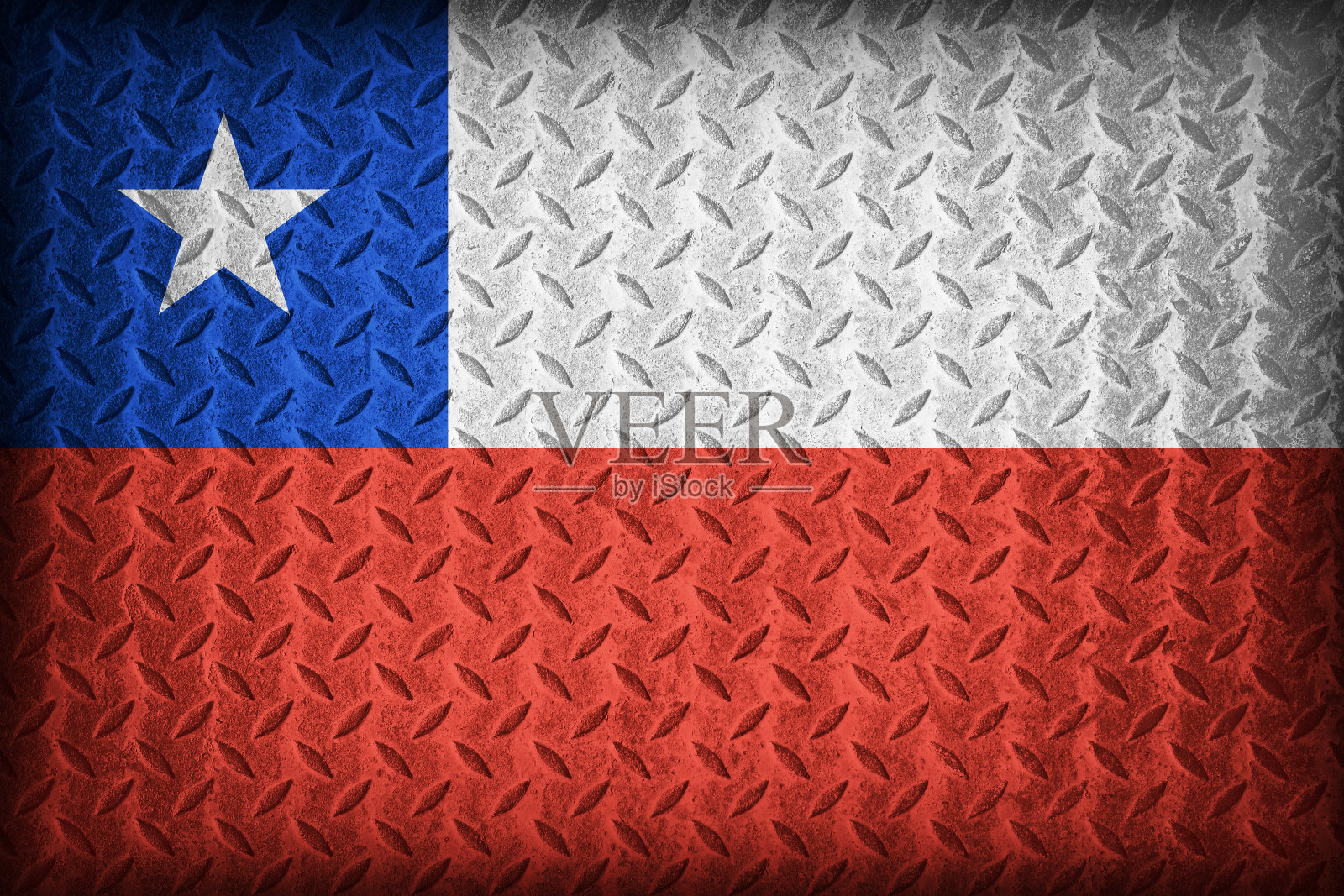 智利国旗图案上的钻石金属板纹理照片摄影图片