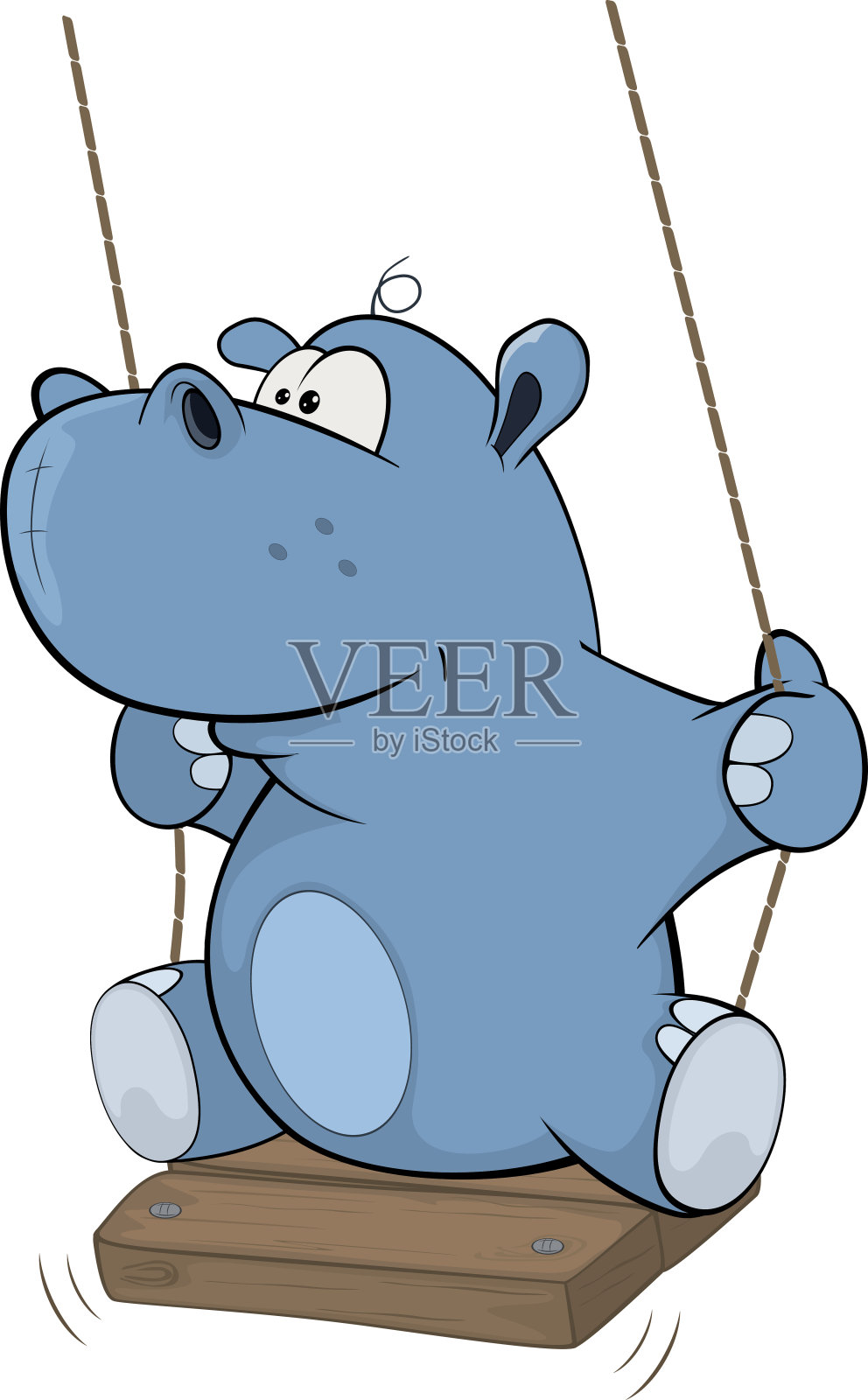 小河马。卡通插画图片素材