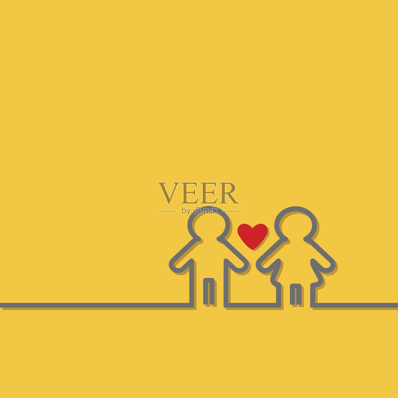 男女黑色轮廓图标，隔离区休息室标志插画图片素材