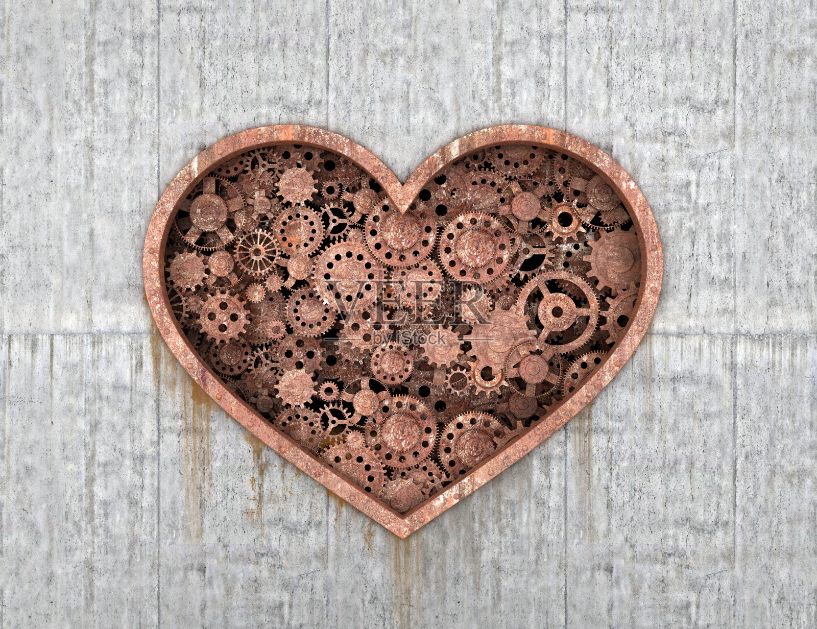 生锈的机械心脏的形式照片摄影图片