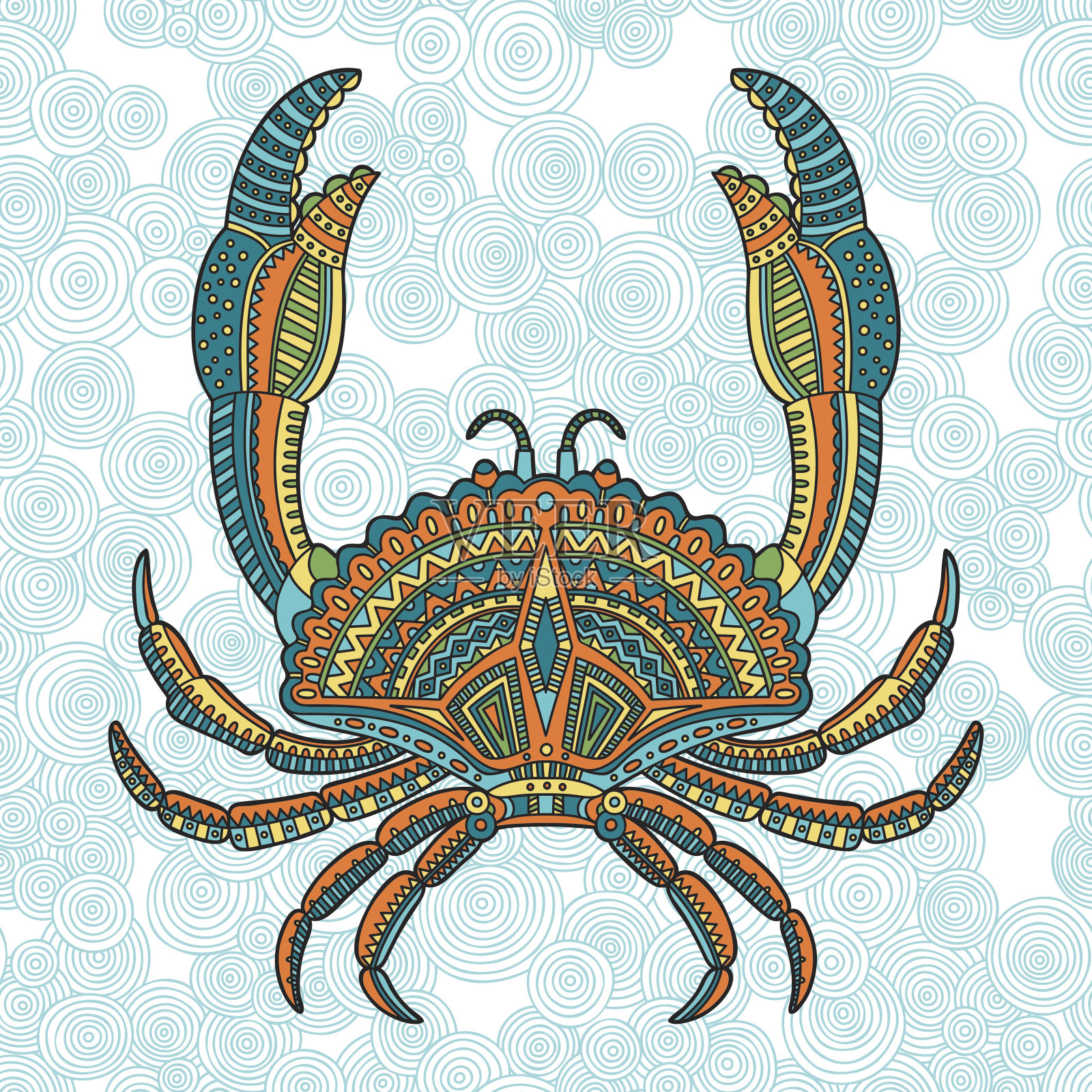 可爱的螃蟹插画图片素材