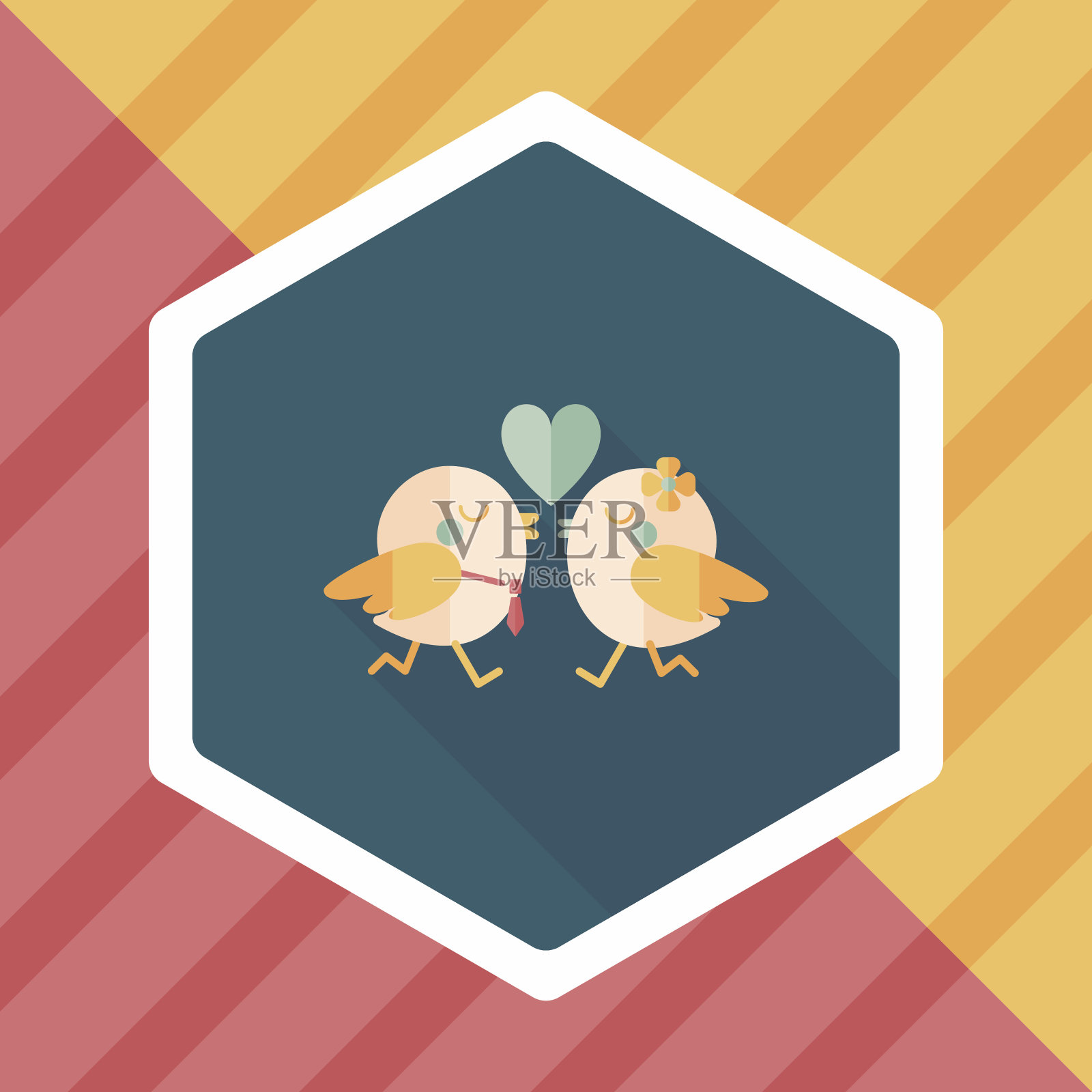 情人节情人鸟的长影子图标，eps10插画图片素材