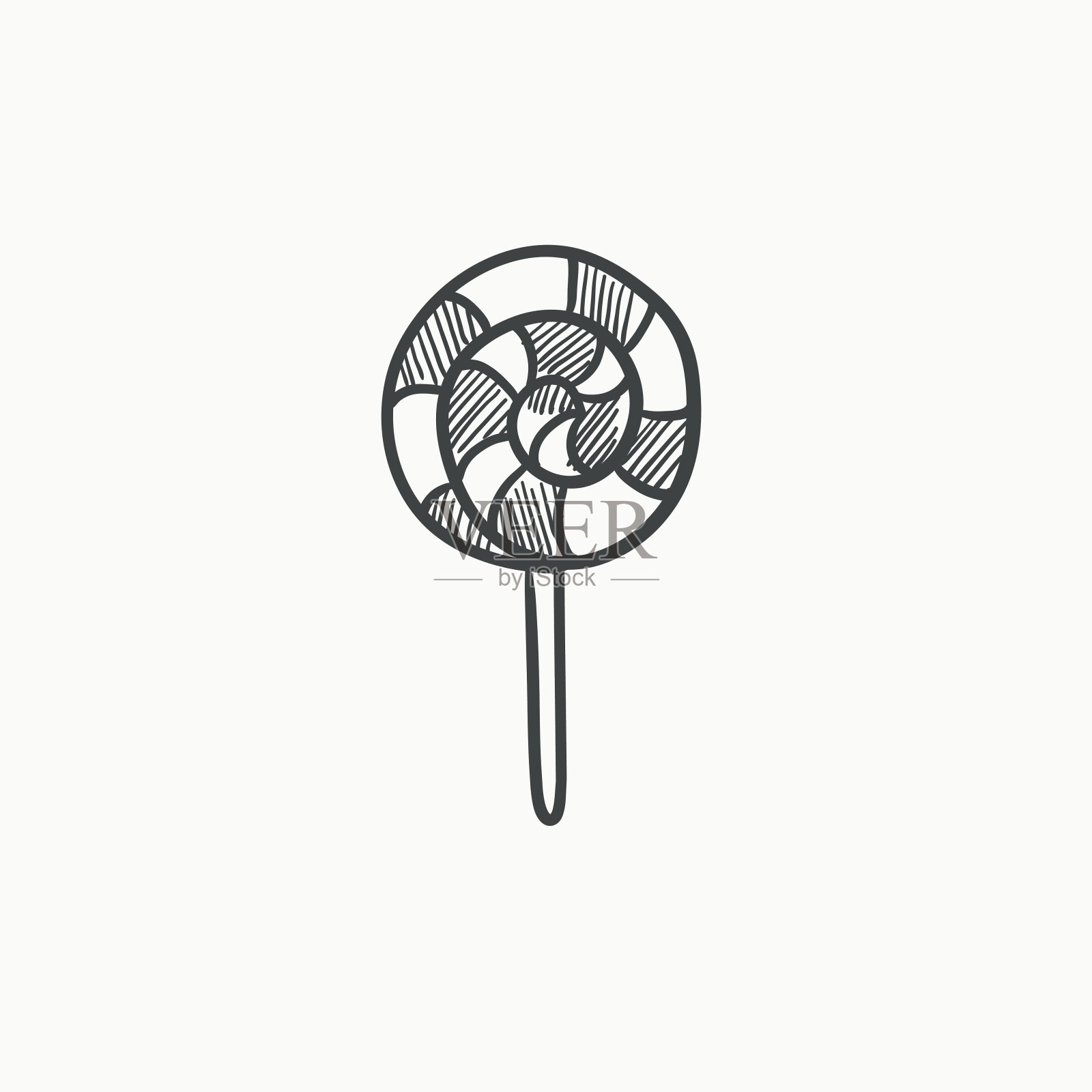 螺旋棒棒糖素描图标。设计元素图片