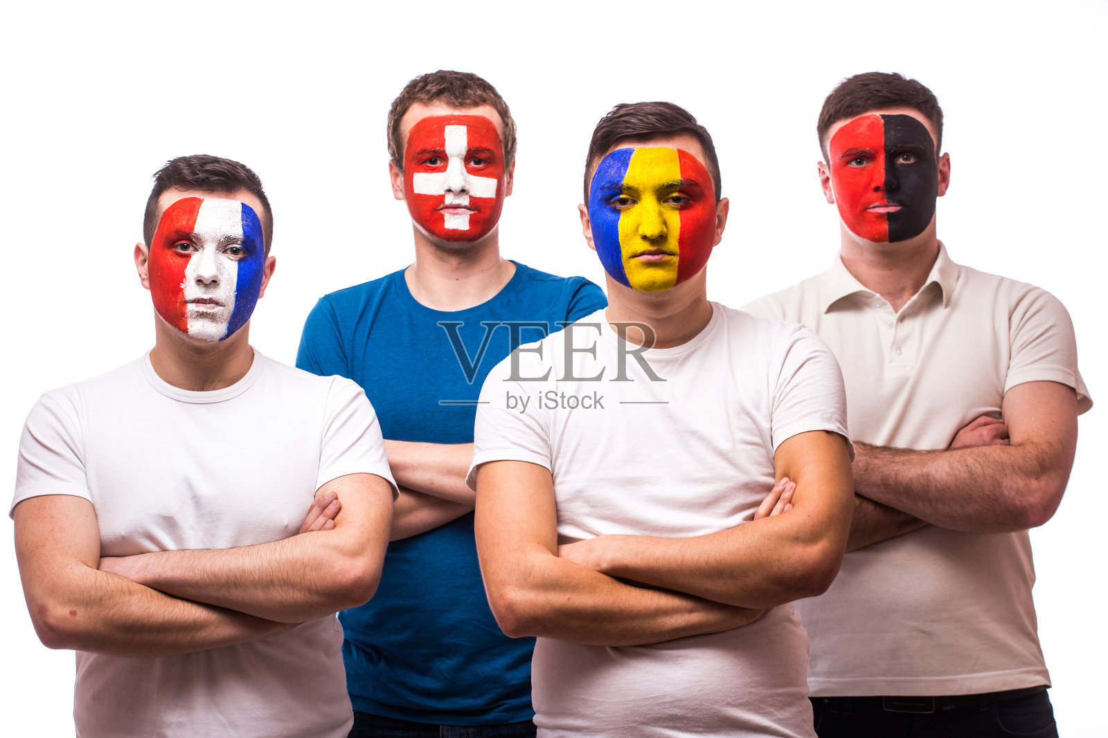 他们国家足球队的球迷双手交叉照片摄影图片