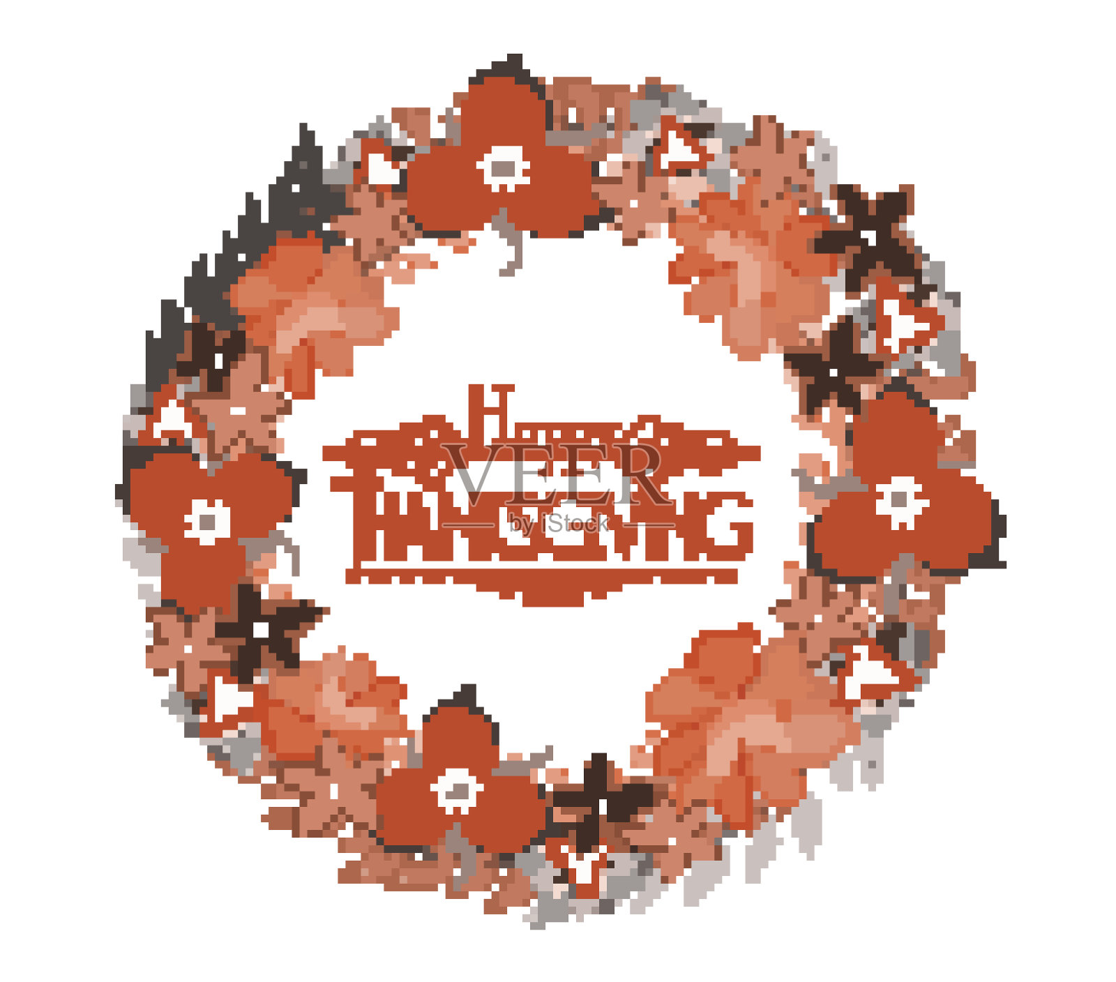 感恩节贺卡快乐。鸟和手绘字母插画图片素材