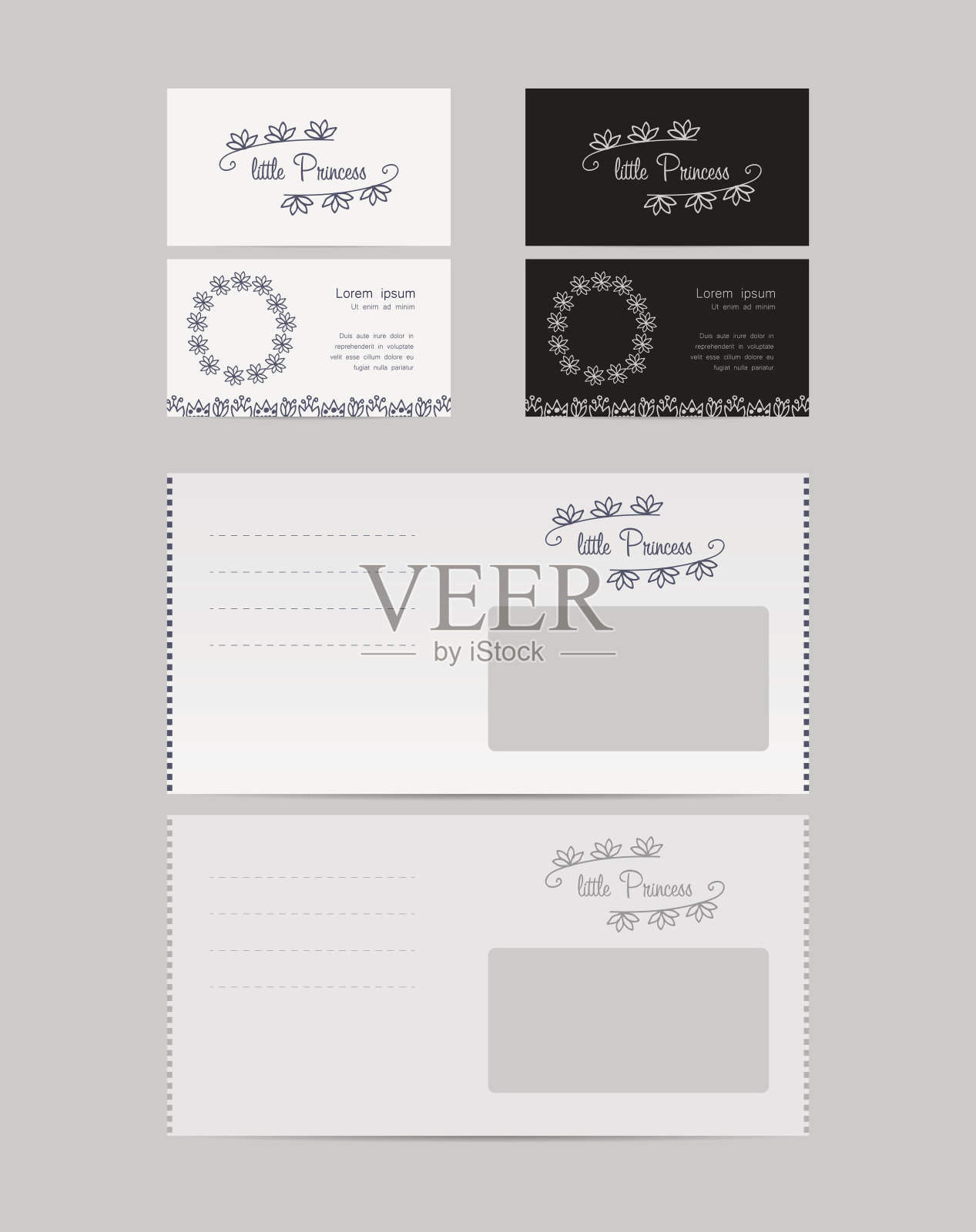 涂鸦风格的卡片和信封插画图片素材