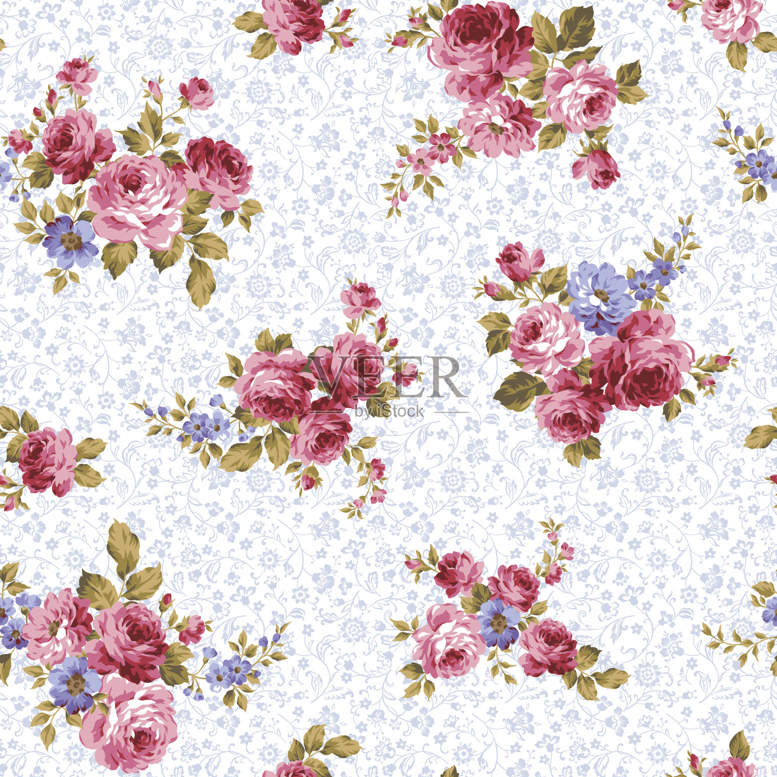 模式的玫瑰插画图片素材