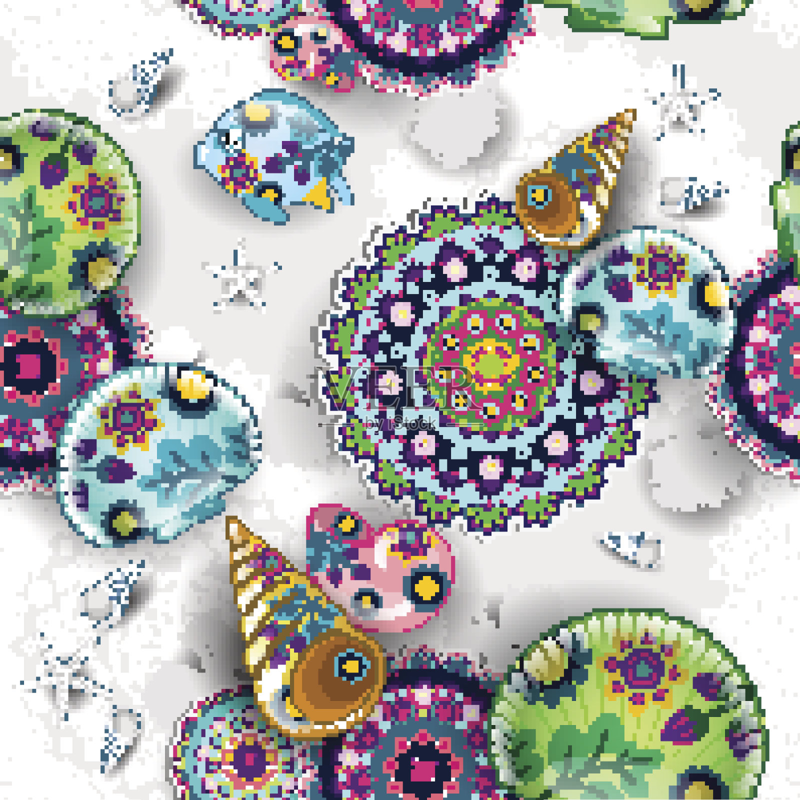 海洋植物的无缝插画图片素材