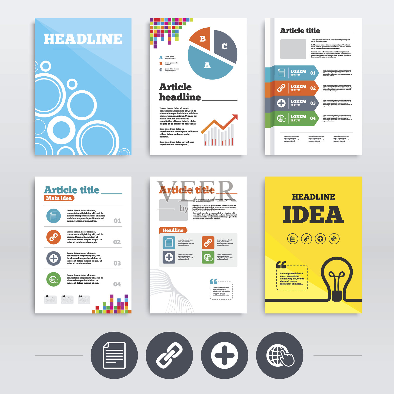 加上圆和超链接符号。文件,各地。设计模板素材