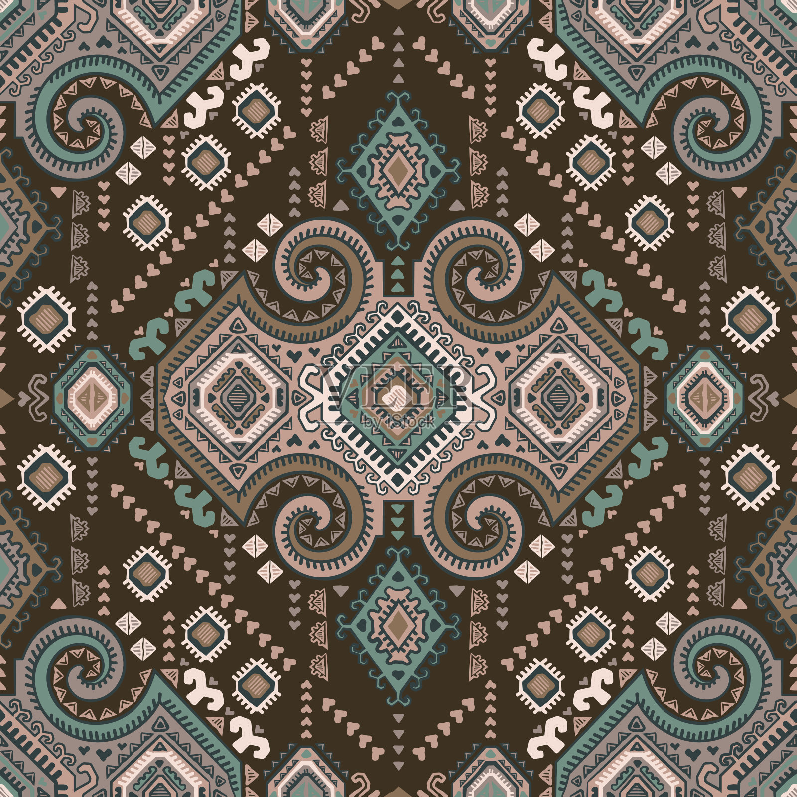 部落阿兹特克复古无缝模式插画图片素材