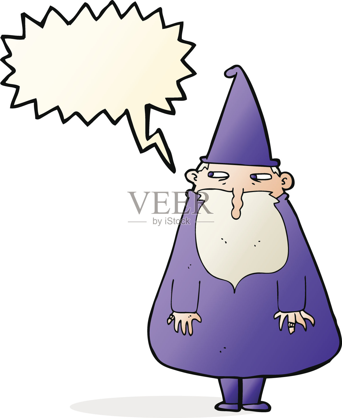 卡通精灵与语音泡泡插画图片素材