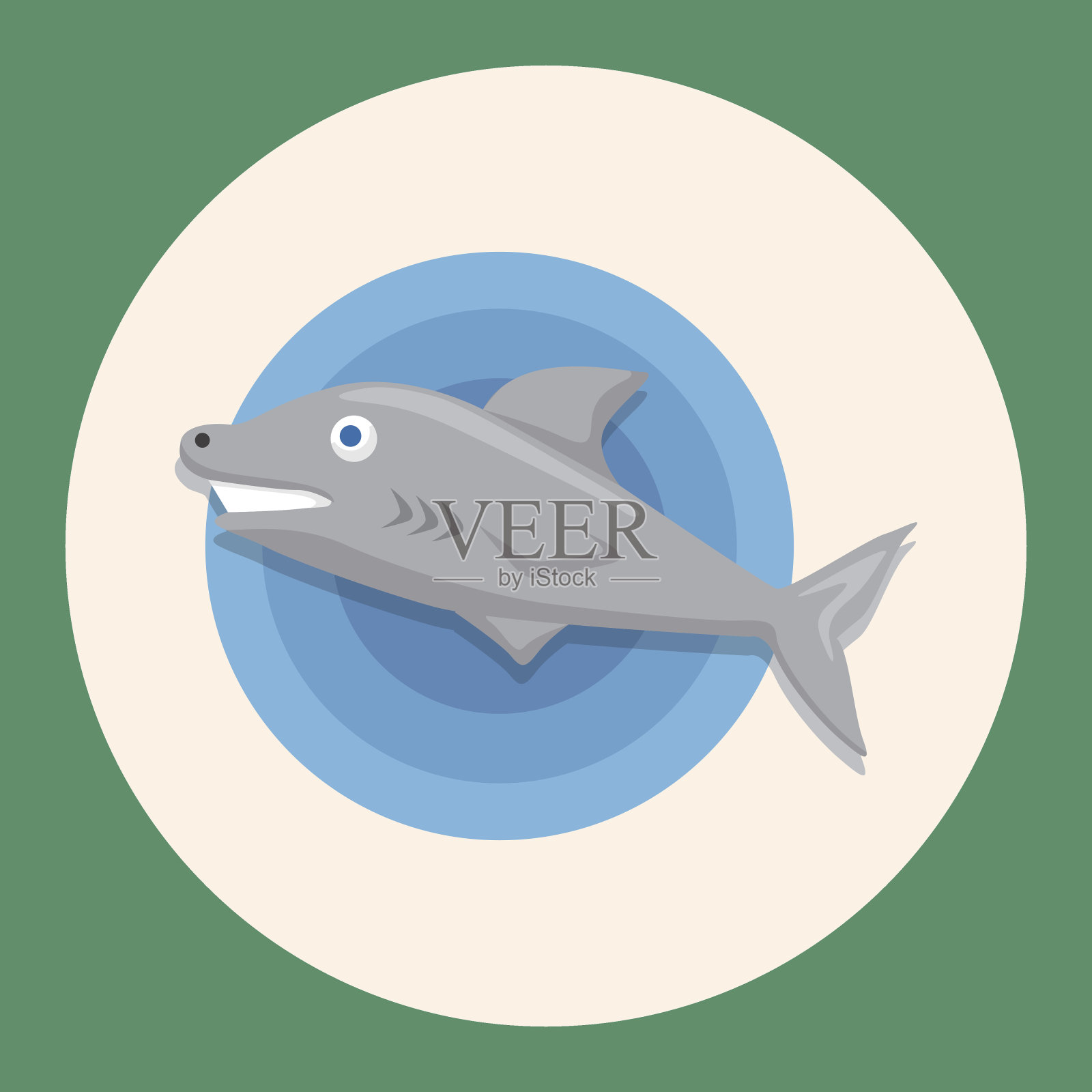 海洋动物鲨鱼卡通主题元素插画图片素材