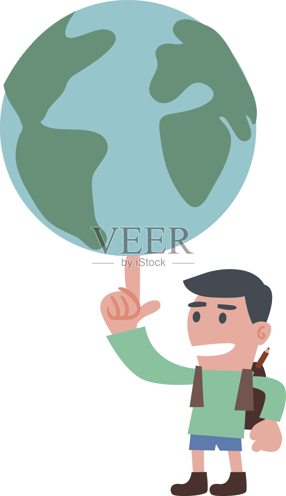 男孩和世界插画图片素材