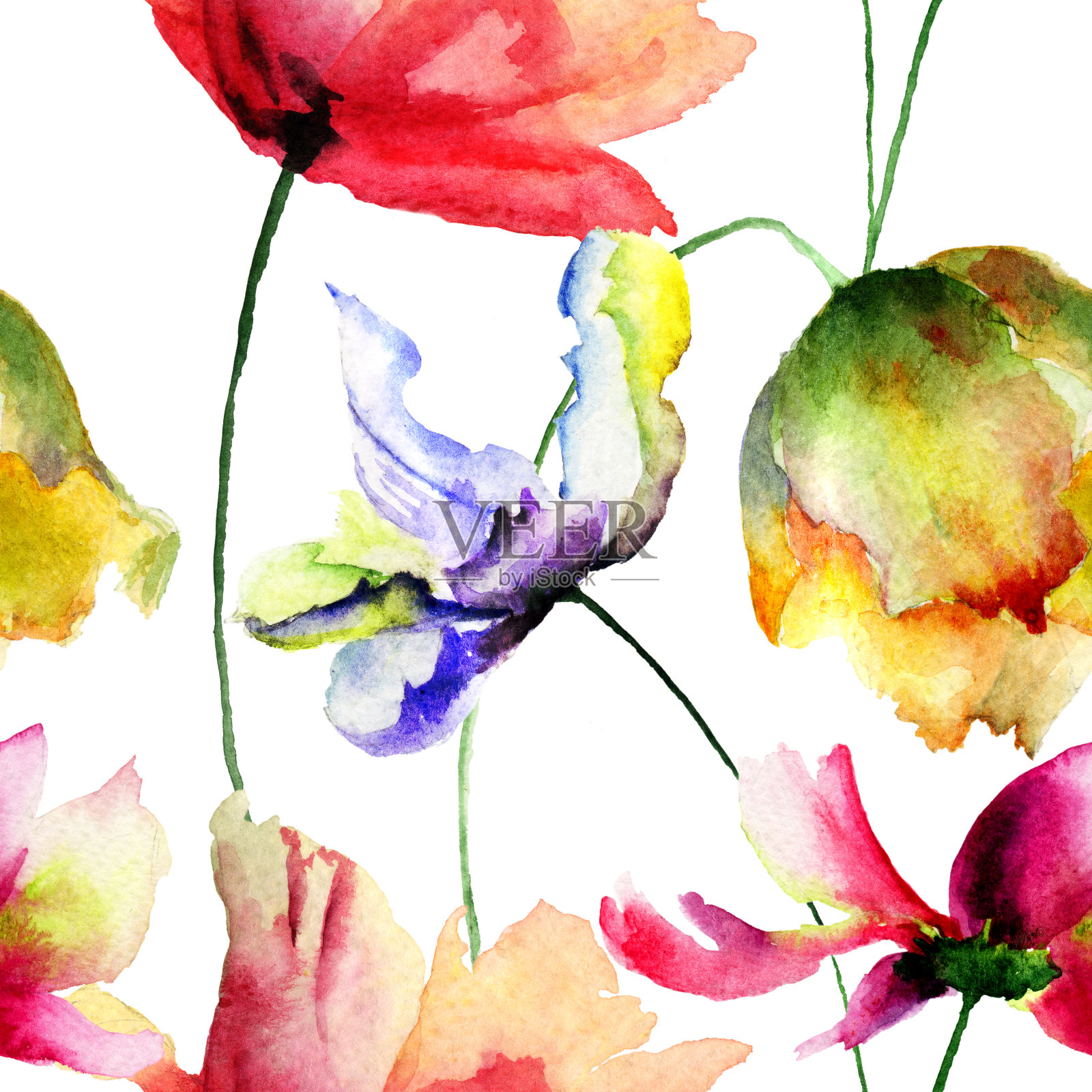 春花的无缝墙纸插画图片素材