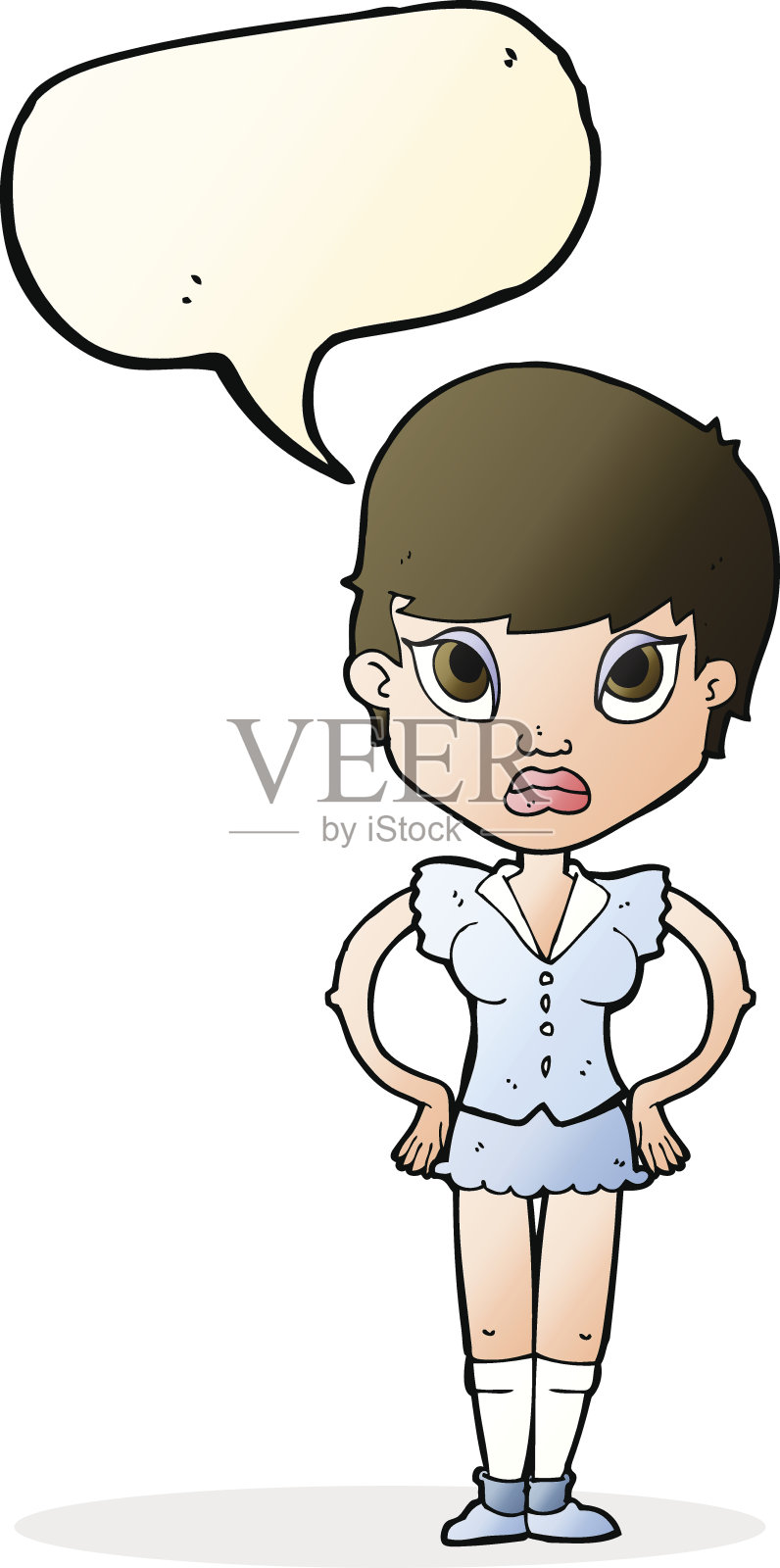 卡通烦女孩说话冒泡设计元素图片