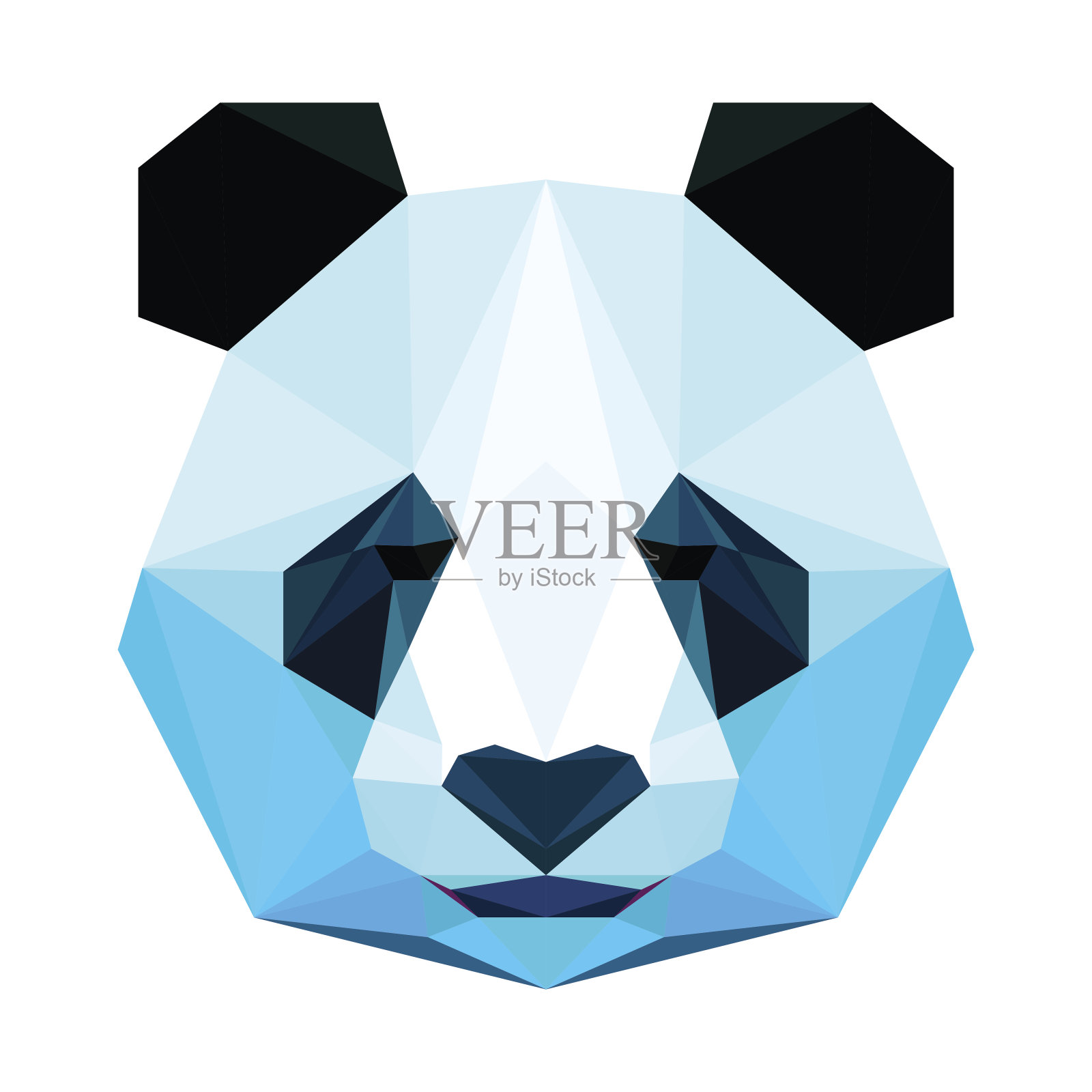 抽象多边形几何三角形明亮熊猫肖像孤立在白色设计元素图片