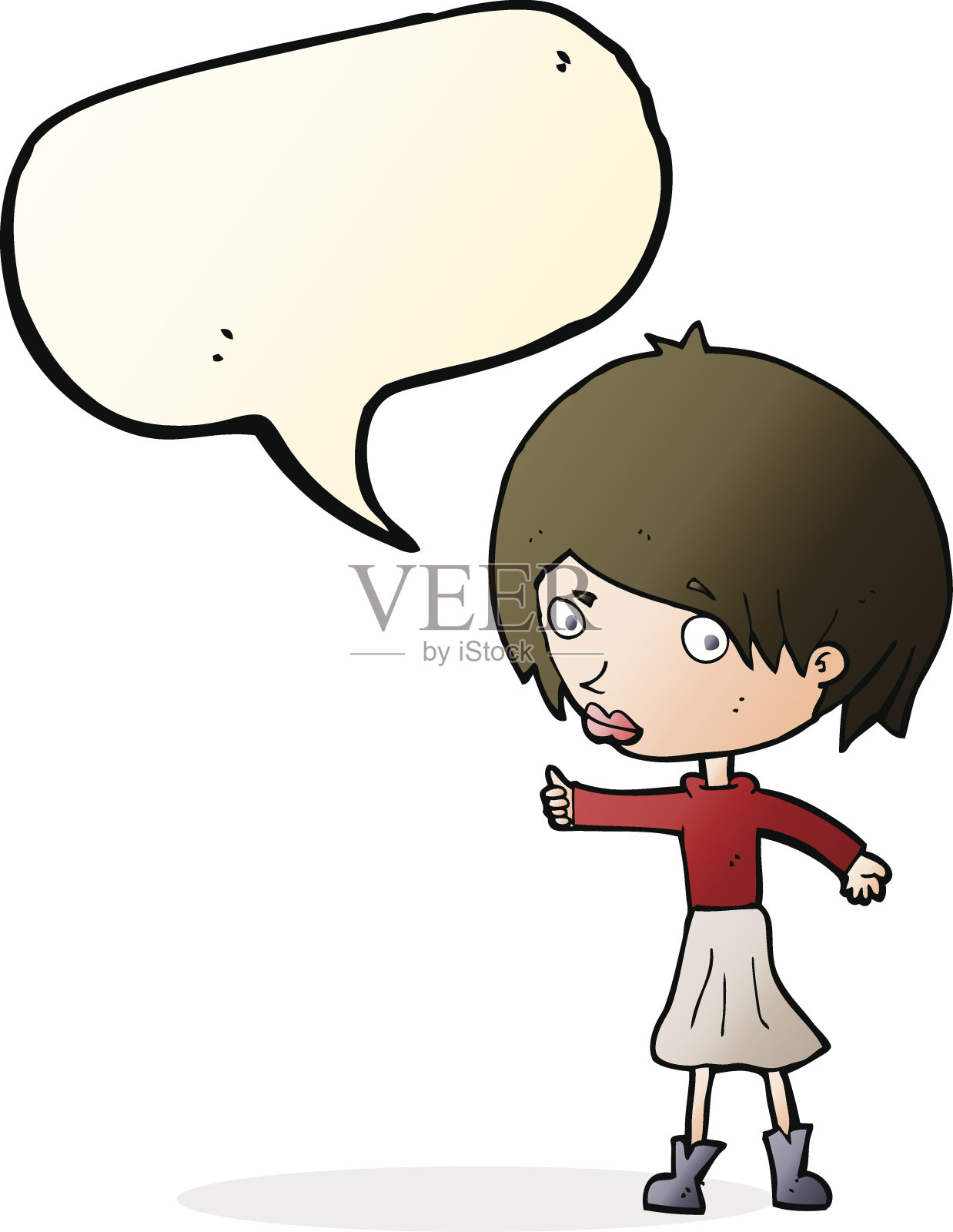 卡通女人扬起眉毛，说话冒泡设计元素图片