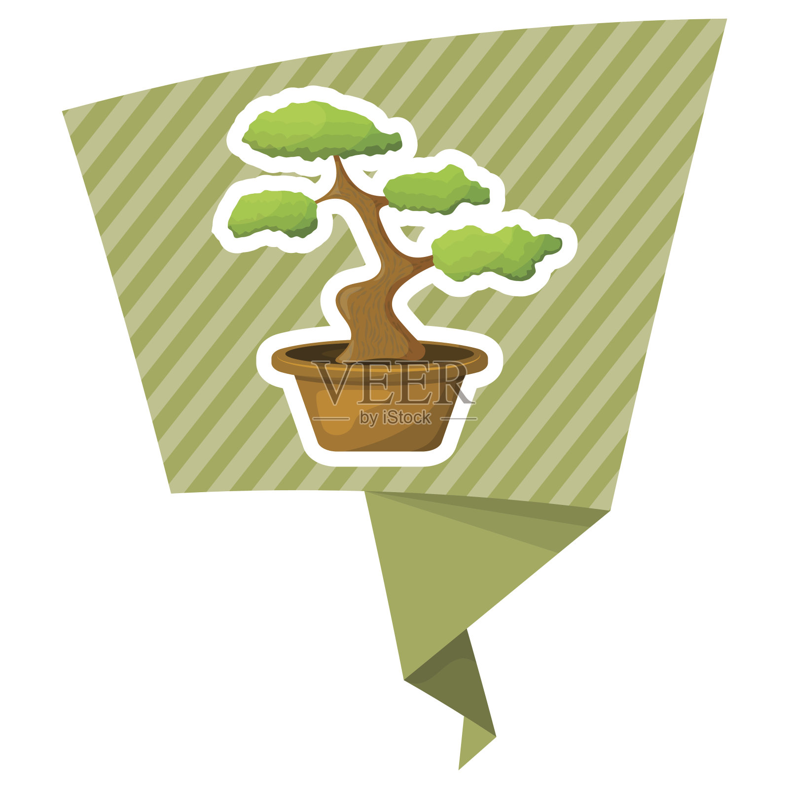 盆景在花盆里插画图片素材