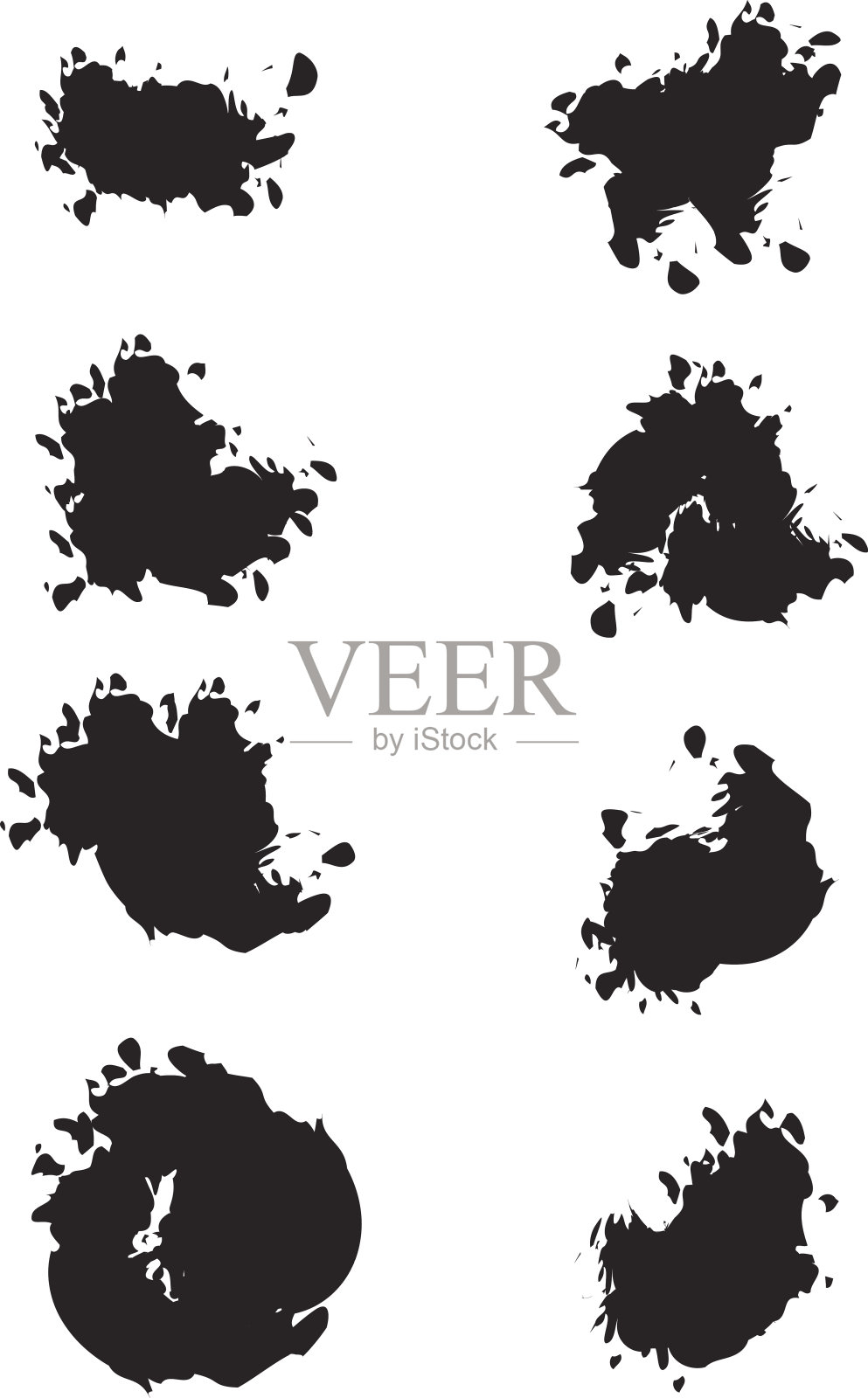 矢量集8个不同的grunge笔触。插画图片素材