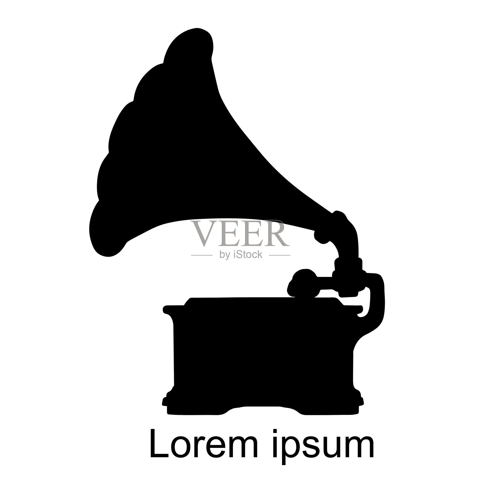 留声机黑色剪影设计元素图片