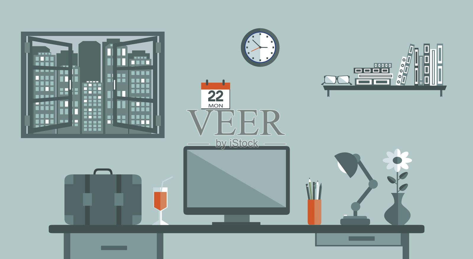 办公室经理的工作地点插画图片素材