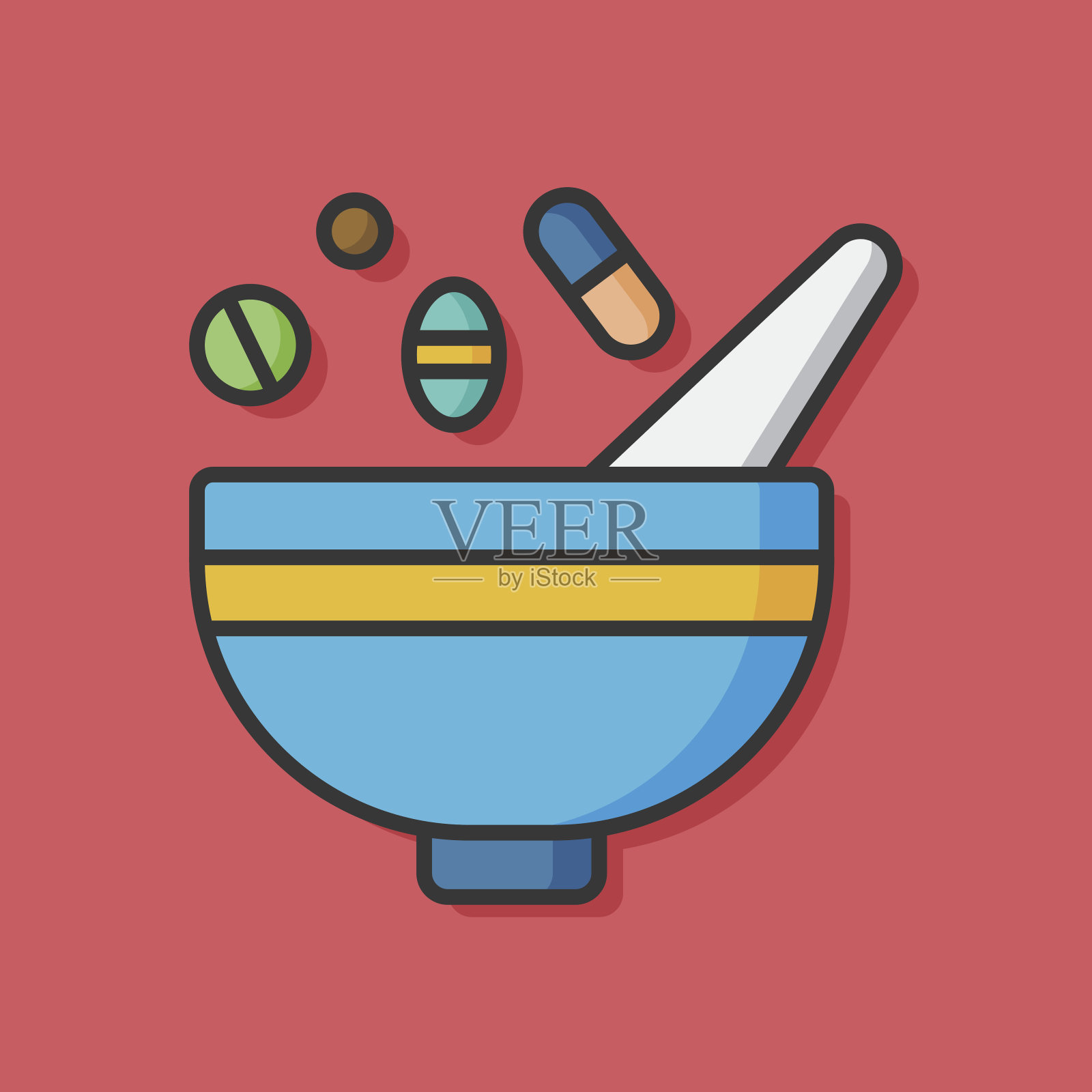 草药碗药矢量图标插画图片素材