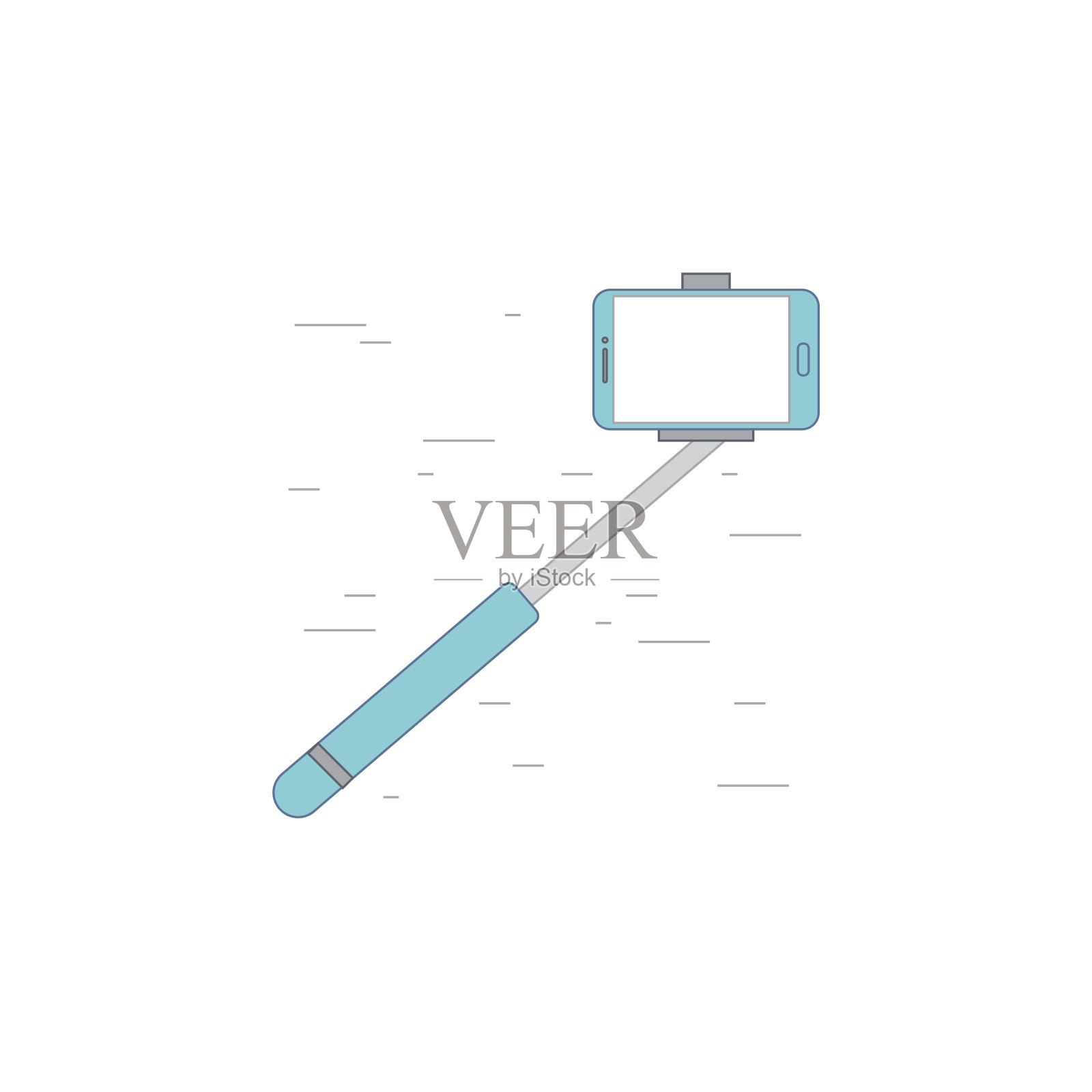 单单自拍杆图标或插图的轮廓风格插画图片素材