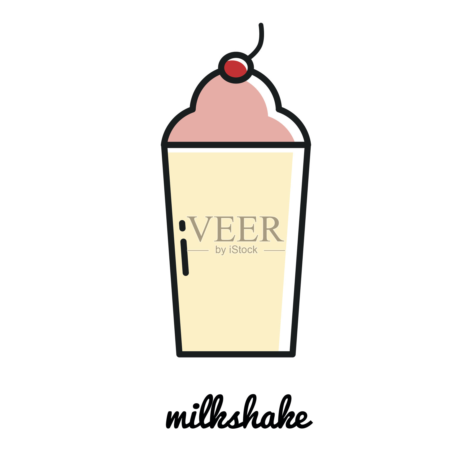 线条艺术奶昔图标。信息图表元素插画图片素材